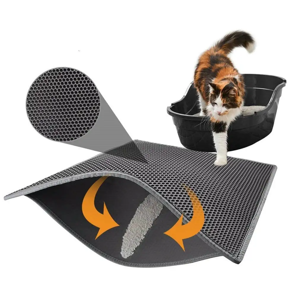 Ludlz Cat Litter Mat Litter Trapper . Honeycomb Double-Layer Design Waterproof Urine Proof Material. 2-Layer Sifting Easy Clean Scatter Control