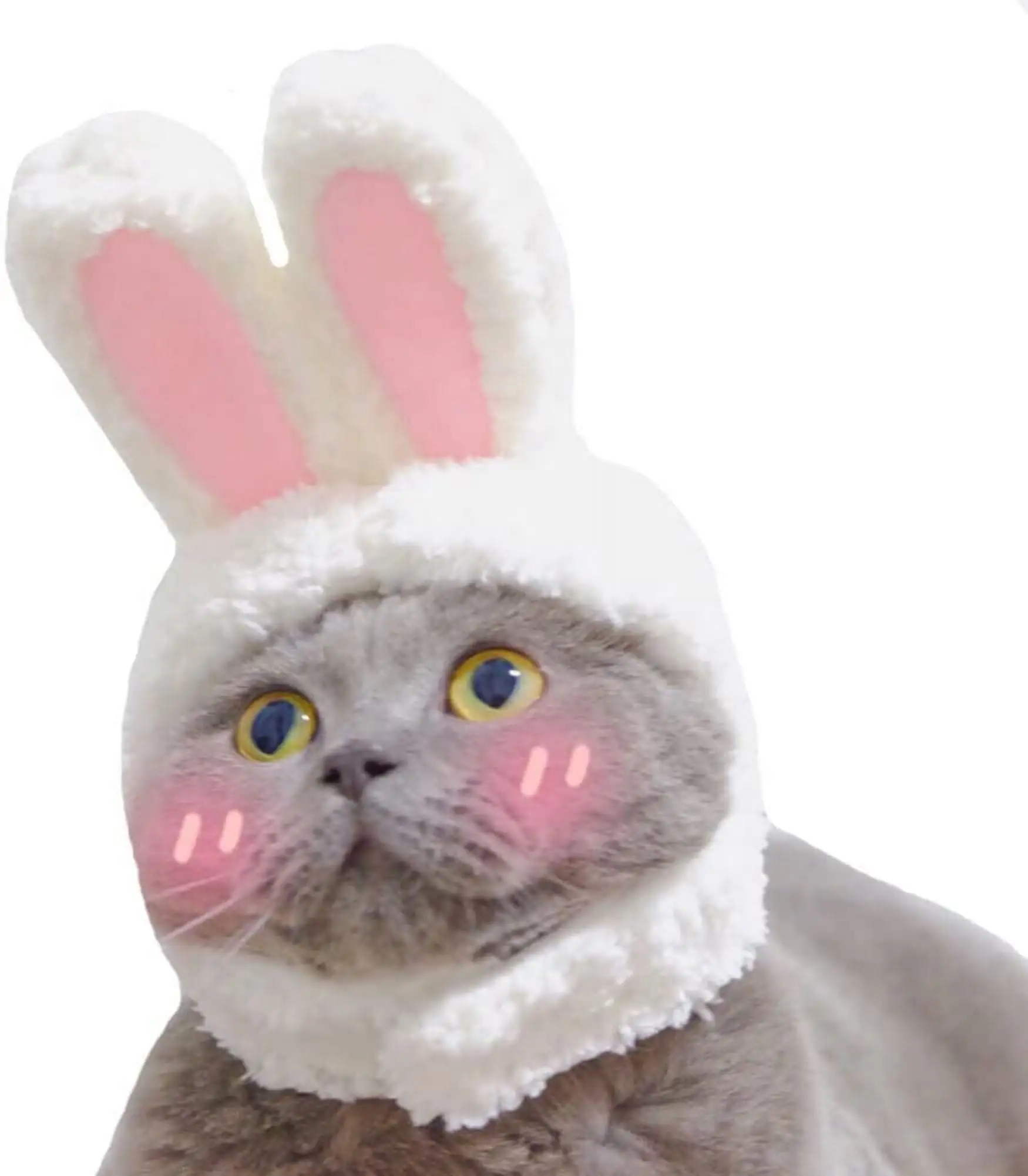 Ludlz Cute Costume Bunny Rabbit Hat with Ears for Cats & Small Dogs Party Costume Halloween Easter Accessory Headwear