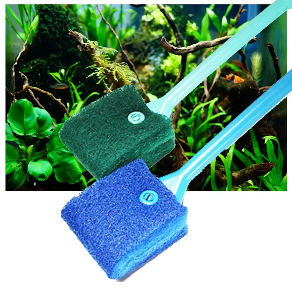 Ludlz Double Side Brush Cleaner Scrubbers Aquarium Long Handle Fish Tank Cleaning Tool