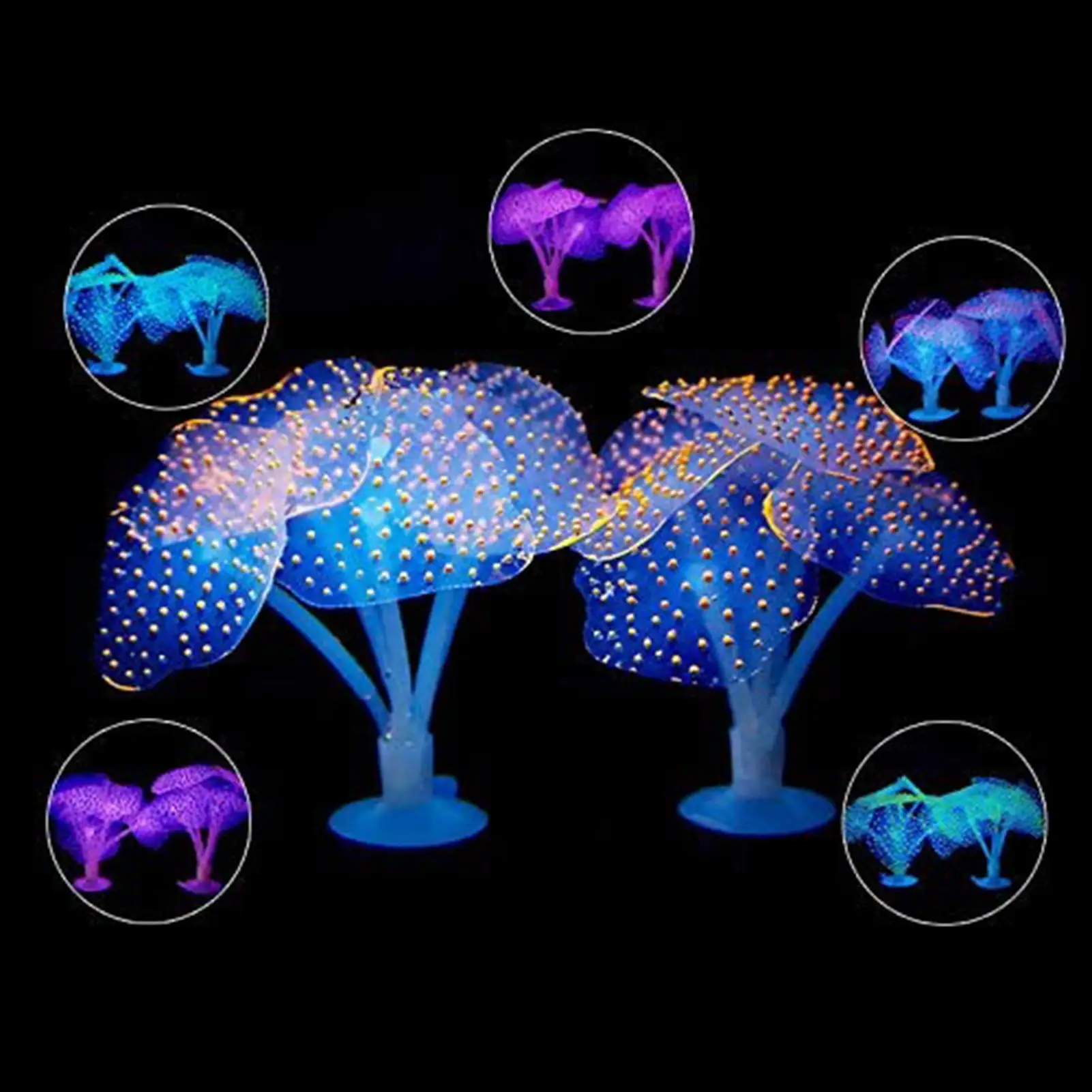 Ludlz Luminous Aquarium Decorations. Glowing Coral Plant Ornaments Betta Fish Tank Decor Glow Anemone Decor