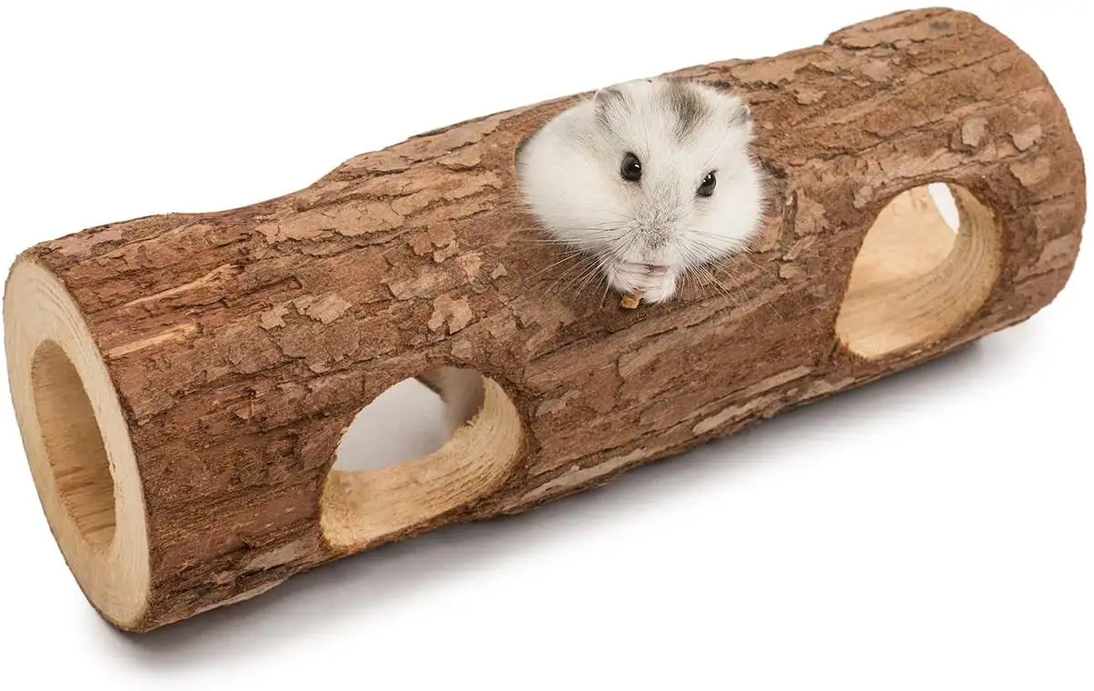 Ludlz Natural Wooden Hamster Mouse Tunnel Tube Toy Forest Hollow Tree Trunk