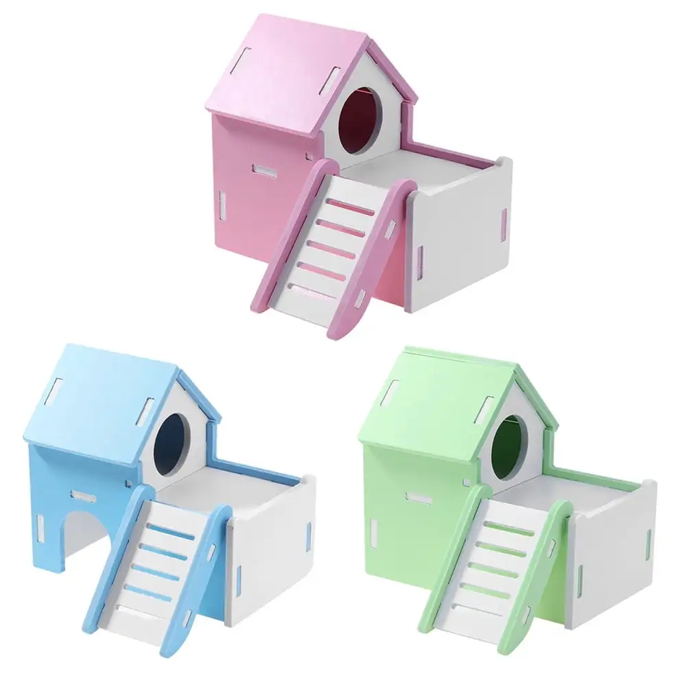 Ludlz Pet Castle Sleeping House Nest Exercise Toy Hamster Rat Small Animal Double-Decker Hideout Exercise with Stair for Squirrels Gerbils Hamsters