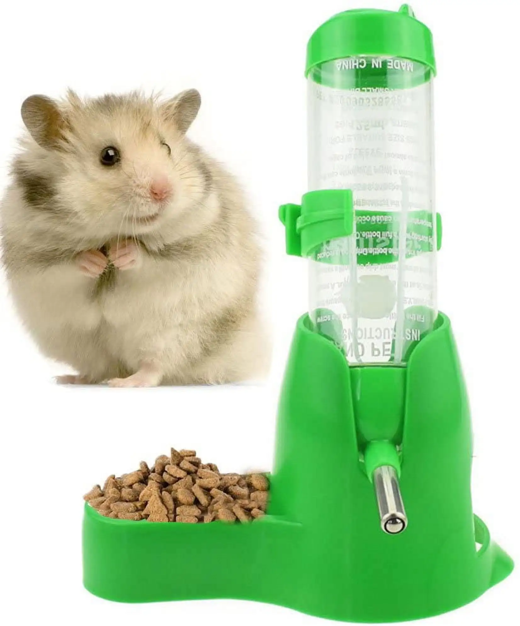 Ludlz Pet Drinking Bottle with Food Container Base Hanging Water Feeding Bottles Auto Dispenser for Hamsters Rats Small Animals Ferrets Rabbits Small Animals