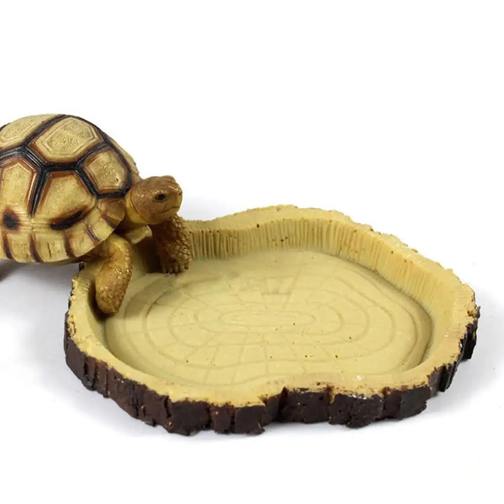 Ludlz Resin Dish Reptile Food Water Bowl Vivarium Animal Turtle Gecko Snake Feeder