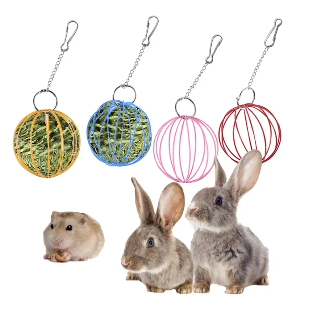 Ludlz Sphere Treat Guinea Pig Hamster Rat Rabbit Feed Dispenser Hanging Ball Toy Rabbit Feeder for Pets 3 5inch