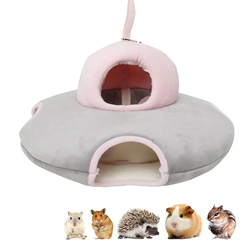 Ludlz UFO Shape Hamster Hammock. Rat Hamster Bed Tunnel Winter Warm Fleece Small Pet Squirrel Hedgehog Chinchilla Rabbit Guinea Pig Bed House Cage Nest Hamster Accessories