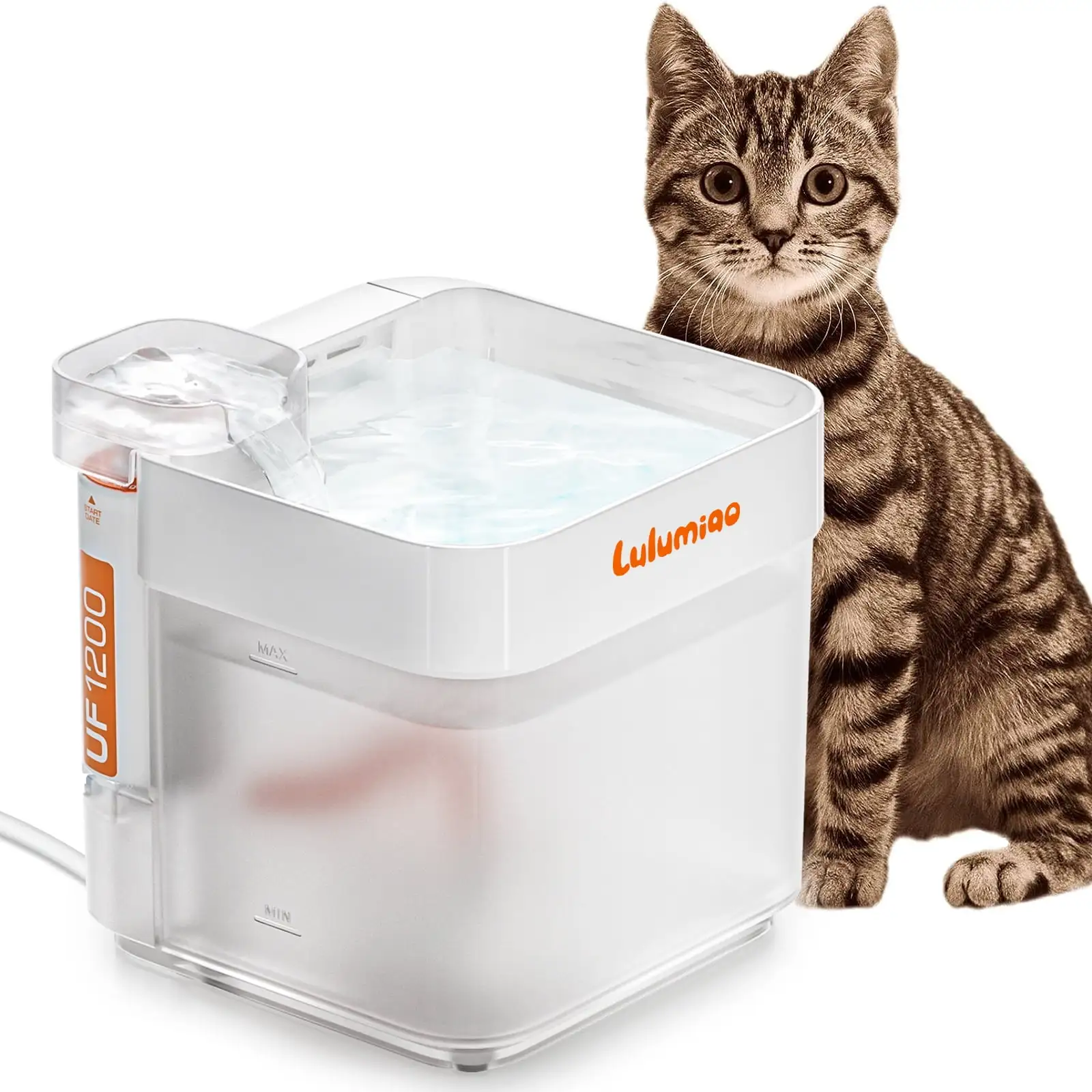 Lulumiao Cat Water Fountain. 99.99% Purification with Ultra-Filtration Filter. 2.5L/84oz Automatic Dog Water Dispenser. Human Grade Water Fountain for Pet with Quiet Smart PumpحBPA-Free Material