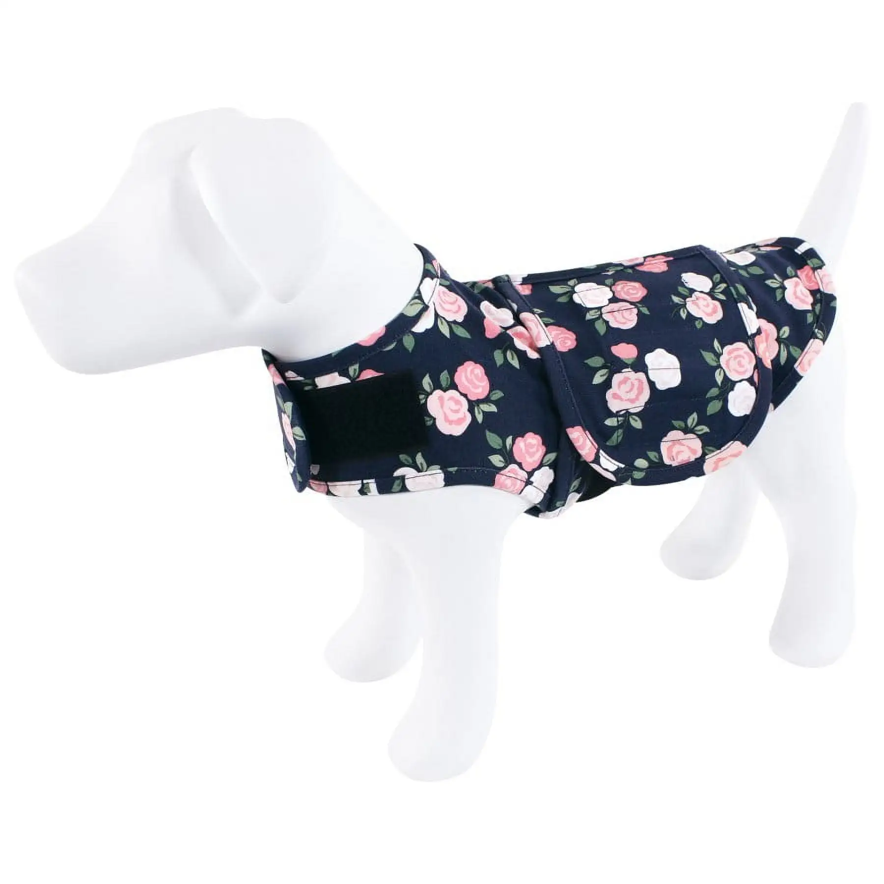 Luvable Friends Pet Thunder Anxiety Jacket. Navy Floral. Medium