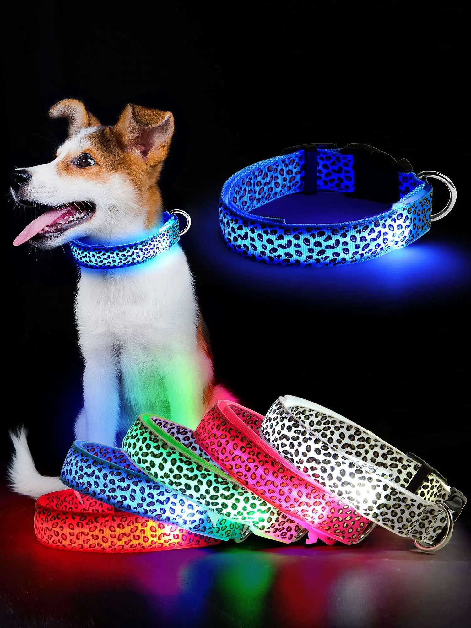 Luxtrada LED Light Up Dog Collar for Night Safety. USB Rechargeable Dog Collar Light for Small Medium Large Dogs (Red.M)