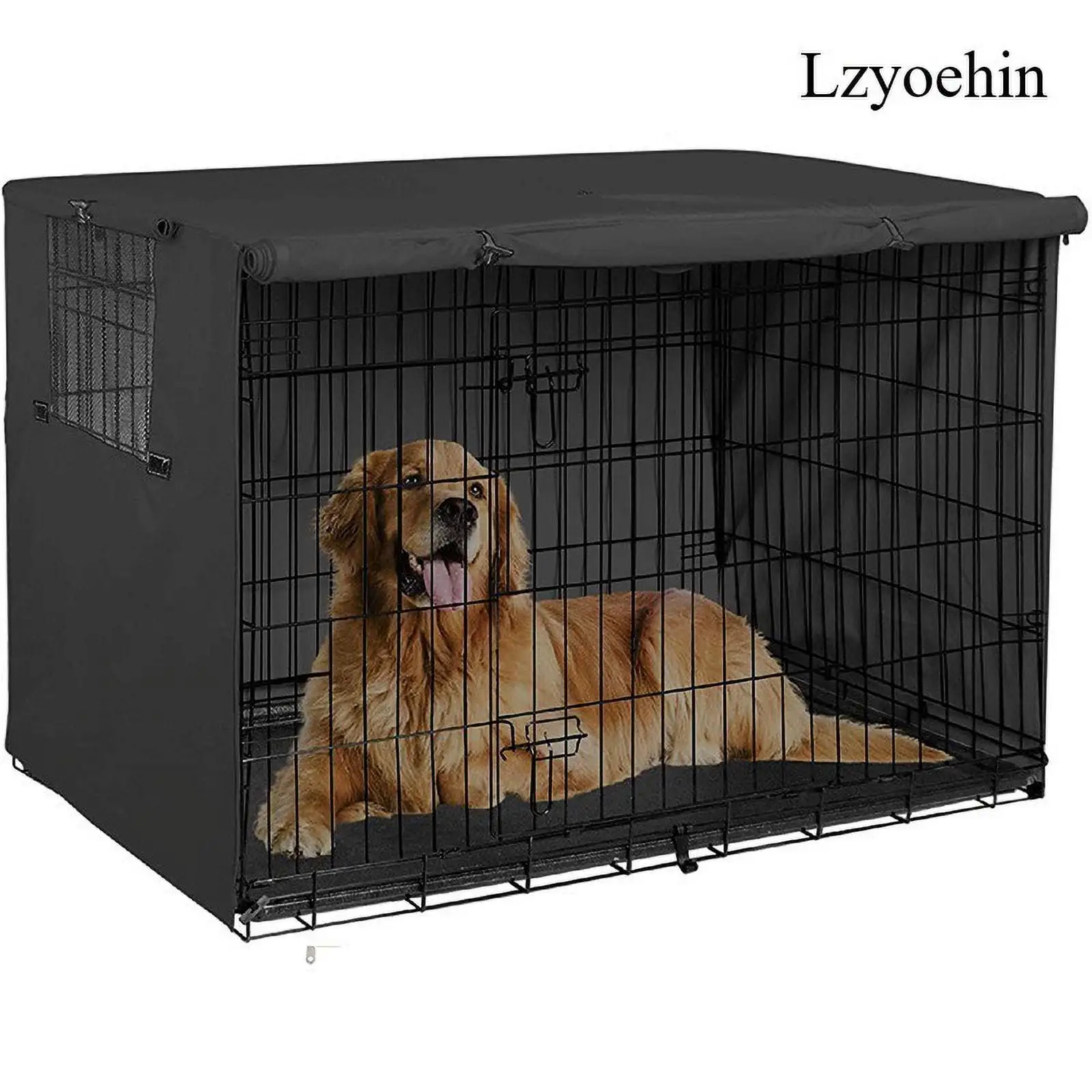 Lzyoehin Dog Crate Cover Pet Kennel Cover Universal Dog Cage Cover for 36-48 inches Wire Dog Crate. Black