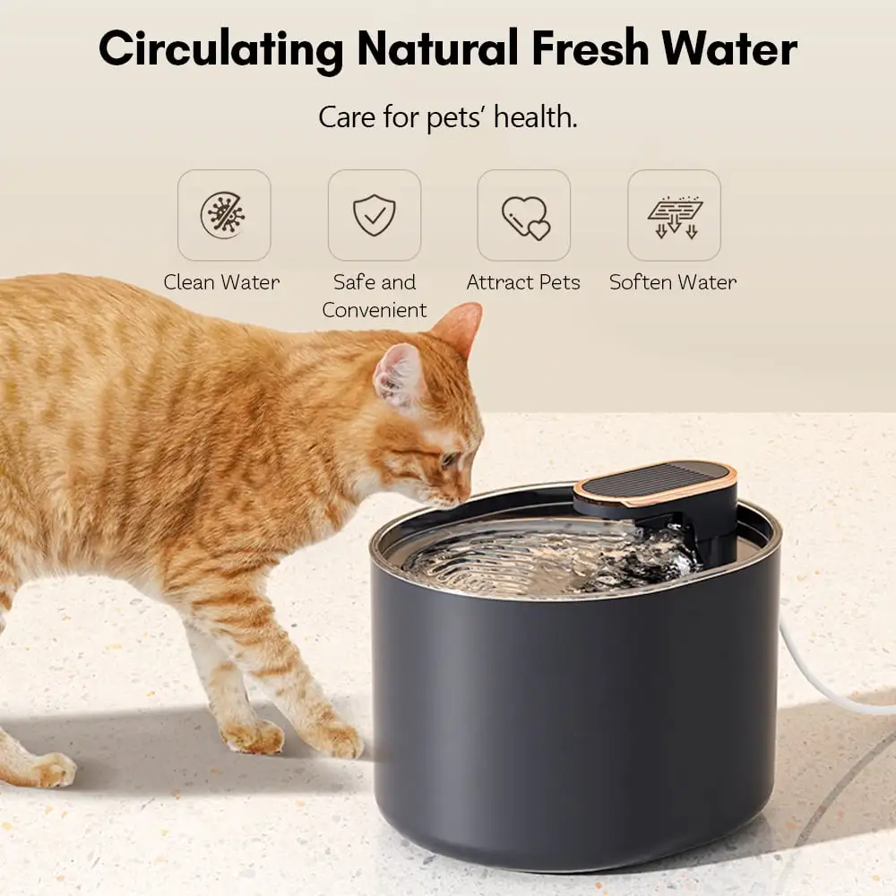 MIXFEER Intelligent Electric Automatic Pet Water Fountain Low Noise Water Dispenser with 3L/ 101OZ Large Capacity for Cats Little Dogs