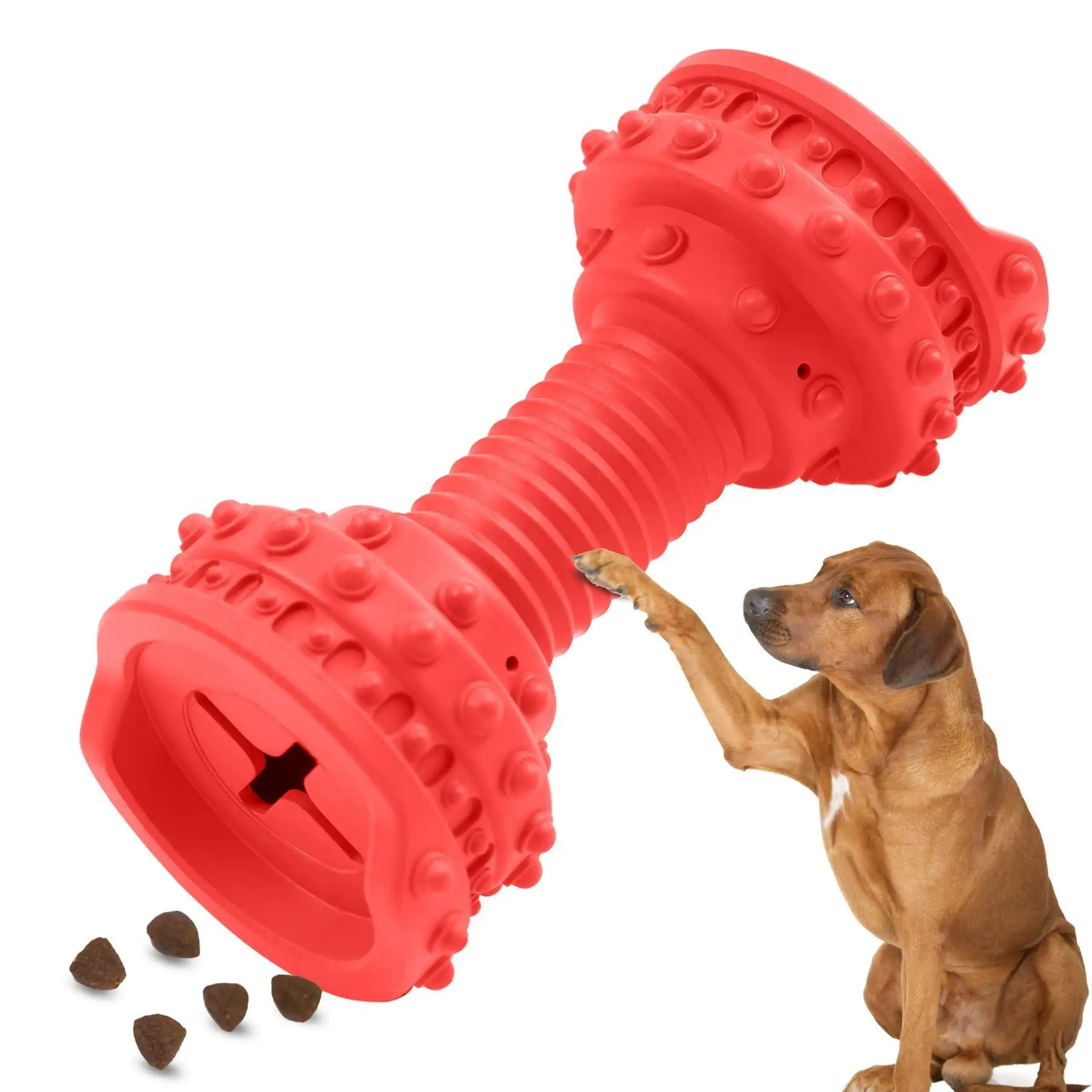 MSOVA Dog Toys for Aggressive Chewers-Indestructible Dog Toys for Large Medium Small Breed--Rubber Dog Chew Toy-Red