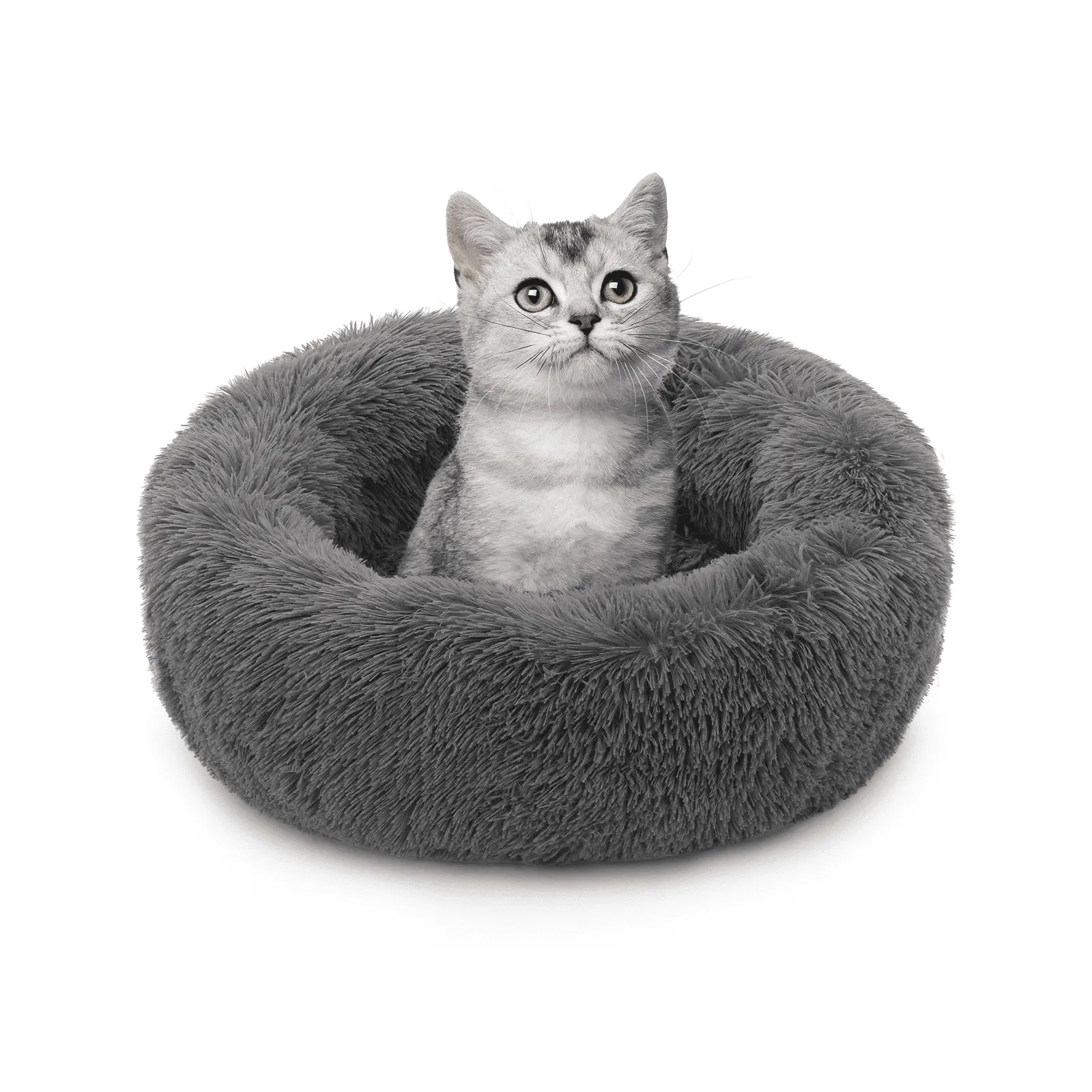 Magshion 24 Long Plush Pet Beds for Indoor Cats. Pet Bed Washable-Round Pet Bed for Puppy and Kitten. Dark Gray