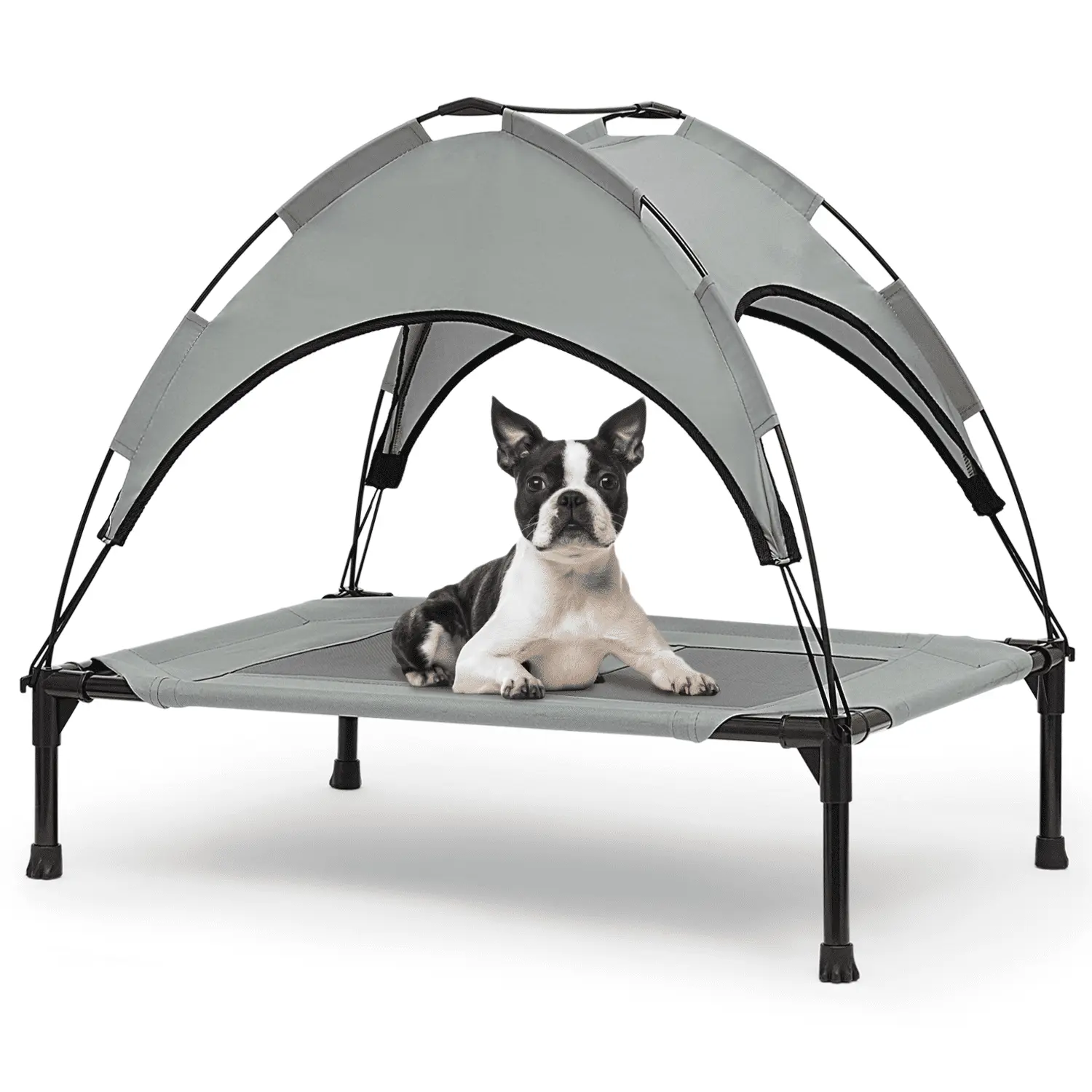 Magshion 32 Elevated Dog Bed with Canopy. Outdoor Dog Cot with Removable Canopy Shade Tent. Portable Raised Pet Cot Cooling Bed for Indoor & Outdoor Use. Grey