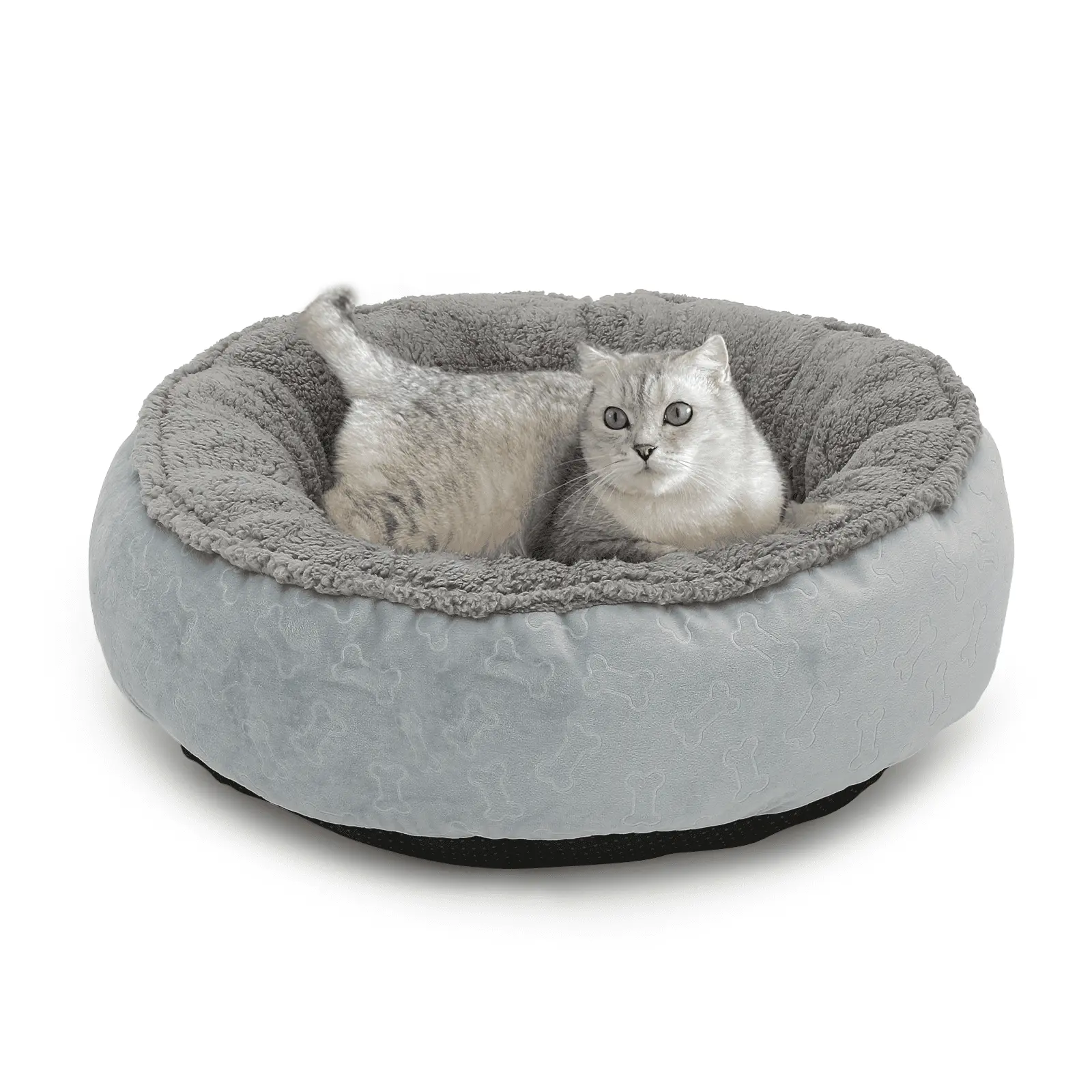 Magshion Calming Donut Dog Bed for Small to Large Dogs. Cat & Puppy Bed: Anti Stability. Luxurious Comfort. Cozy Soft Short Plush Round Pet Bed. Dark Gray