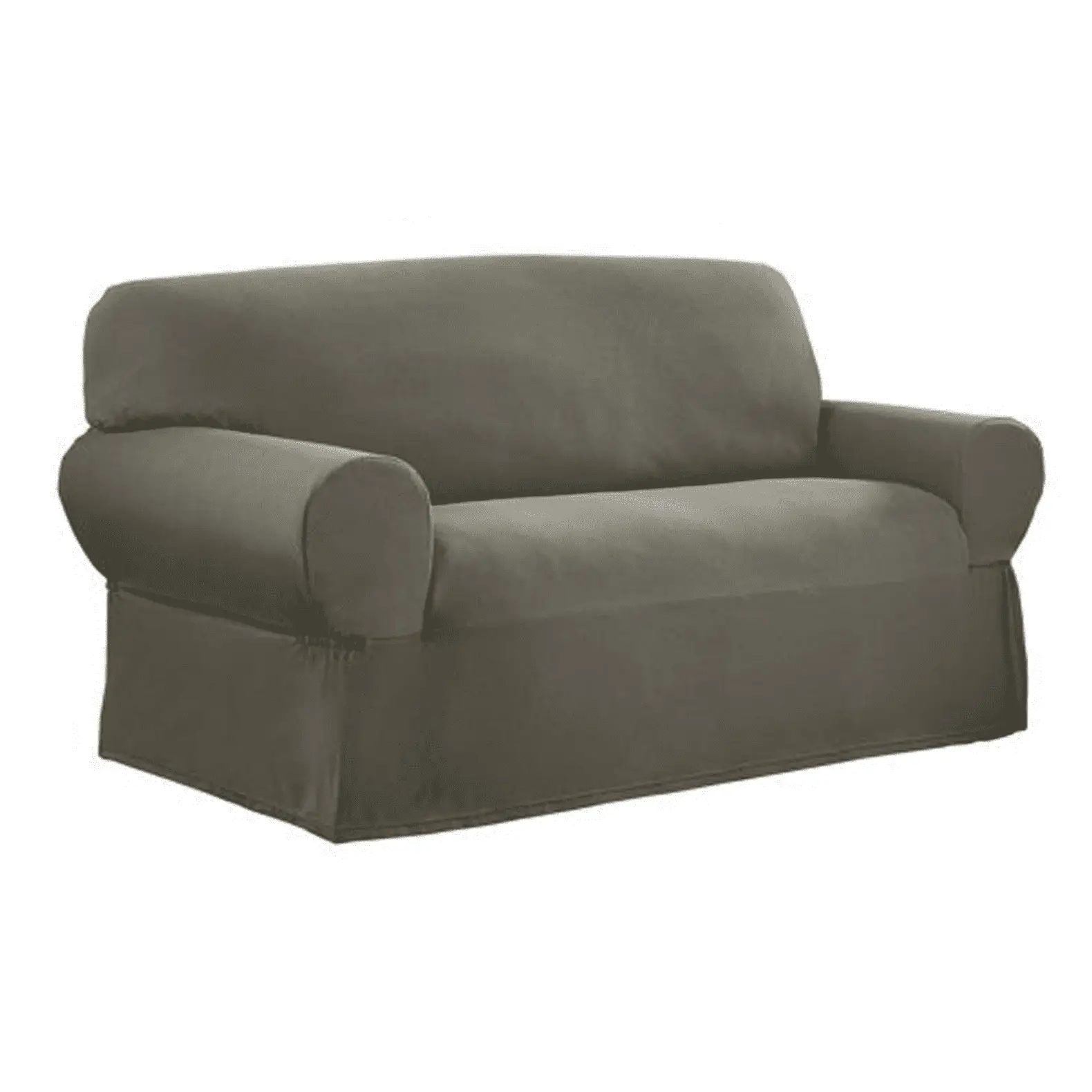 Mainstays Pixel 1-Piece Stretch Loveseat Slipcover. Olive Green