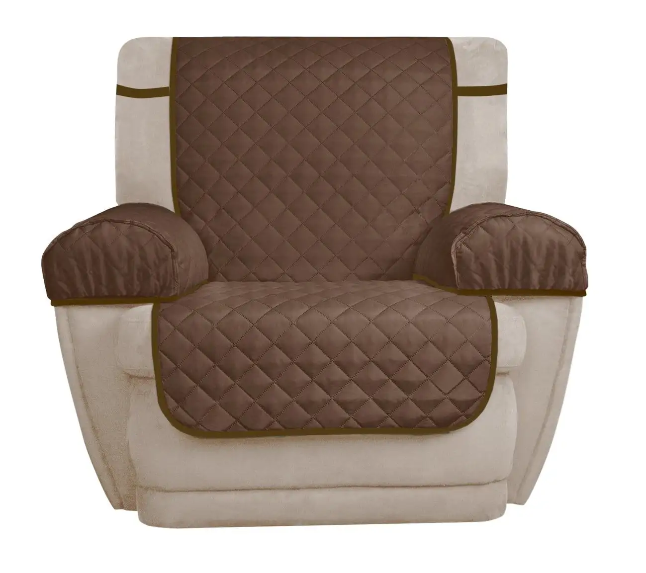 Mainstays Recliner Reversible Quilted Microfiber Pet Cover Multipurpose Furniture Protector. Tan/Brown. 3-Piece