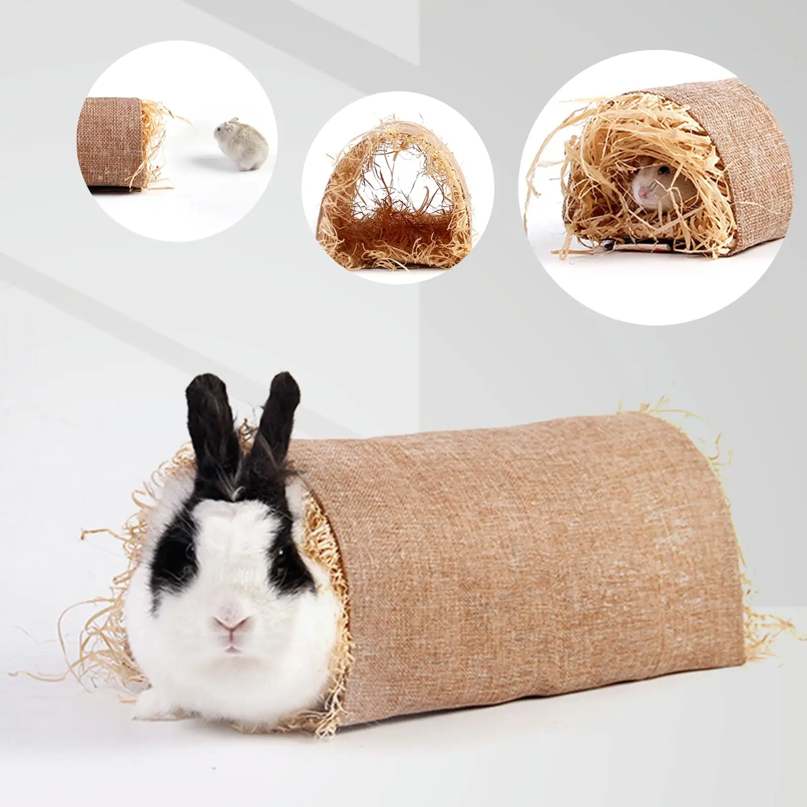 Mairbeon Animal Grass Tunnel Toy Breathable Environment-friendly Bite Resistant Bunny Guinea Pig Chinchilla Ferret Hamsters Rats Tunnel Toy for Pets