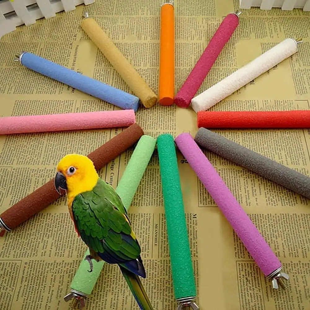 Mairbeon Parrot Cage Rough Surface Wood Paw Grinding Perch Stand Stick Platform Bird Toy