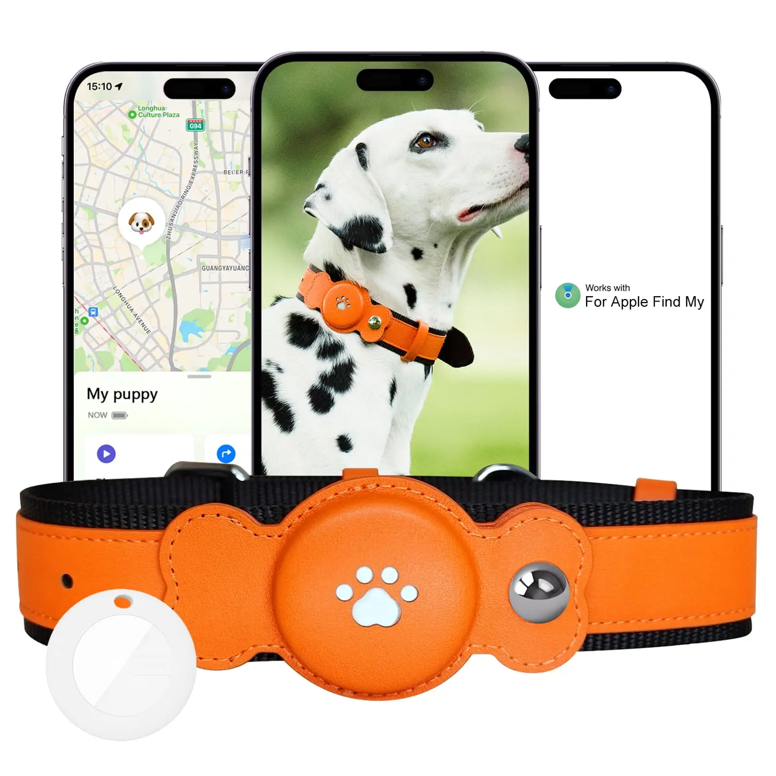 Mairbeon Pet Collar with Waterproof GPS Tracker Dogs Real-Time Location Tracking Long Battery Life Adjustable Pet Collar