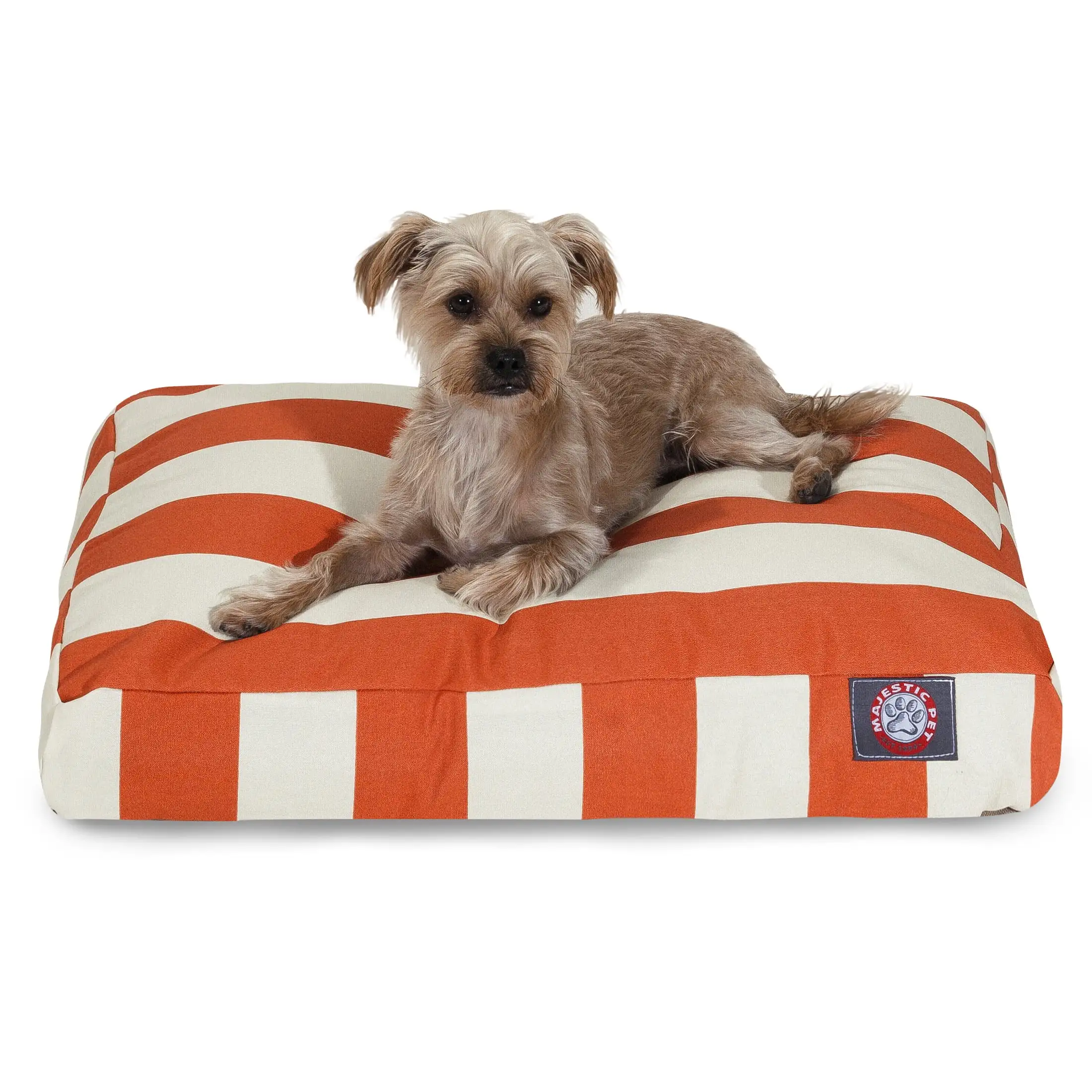 Majestic Pet | Vertical Stripe Rectangle Pet Bed For Dogs. Removable Cover. Burnt Orange. Small