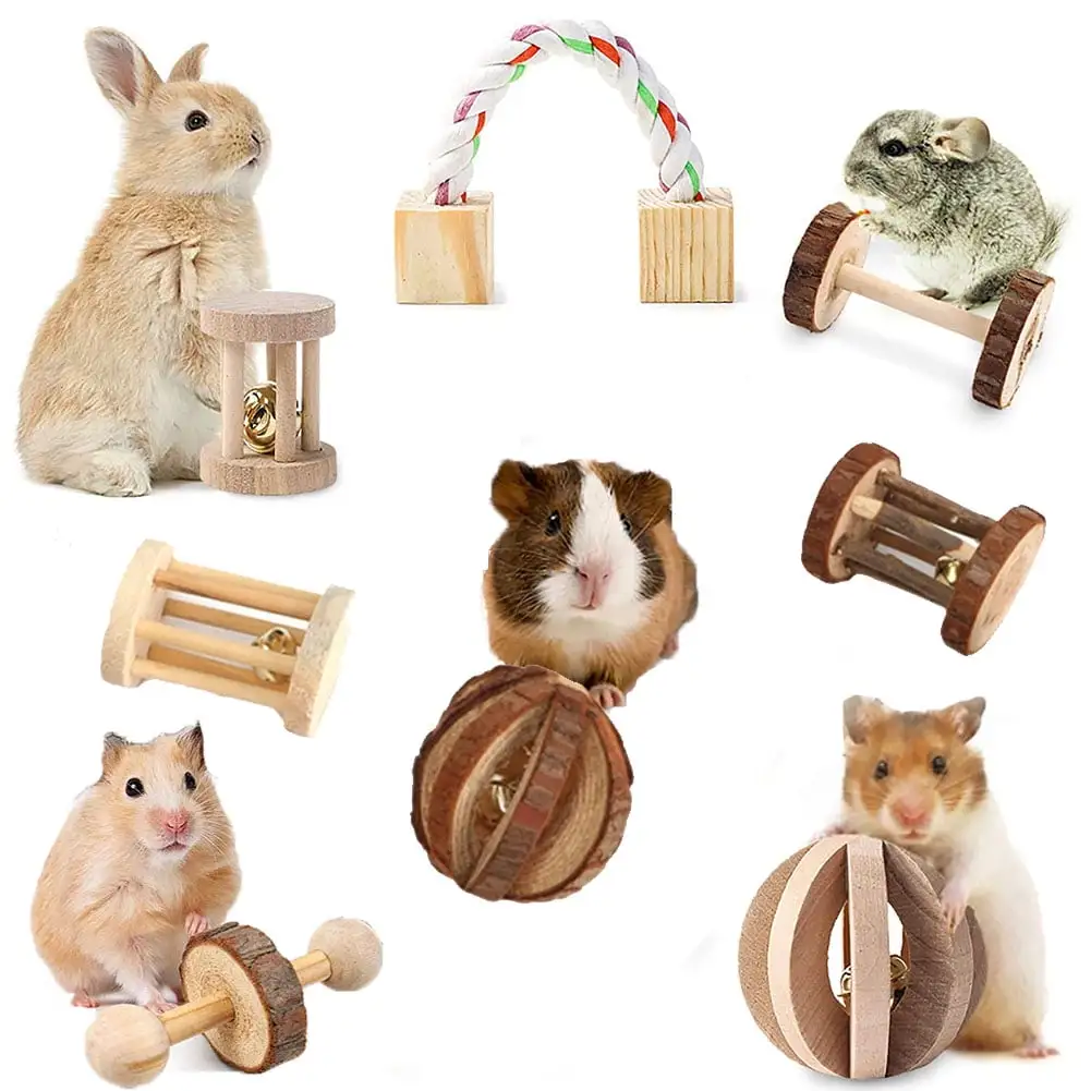 Manunclaims Rabbit Chew Toy for Teeth Wooden Natural Guinea Pig Accessories Cage Bunnies Grinding Natural Wood - Teeth Care Molar Toy for Rabbit Chinchilla Hamster Pet 1 Pack