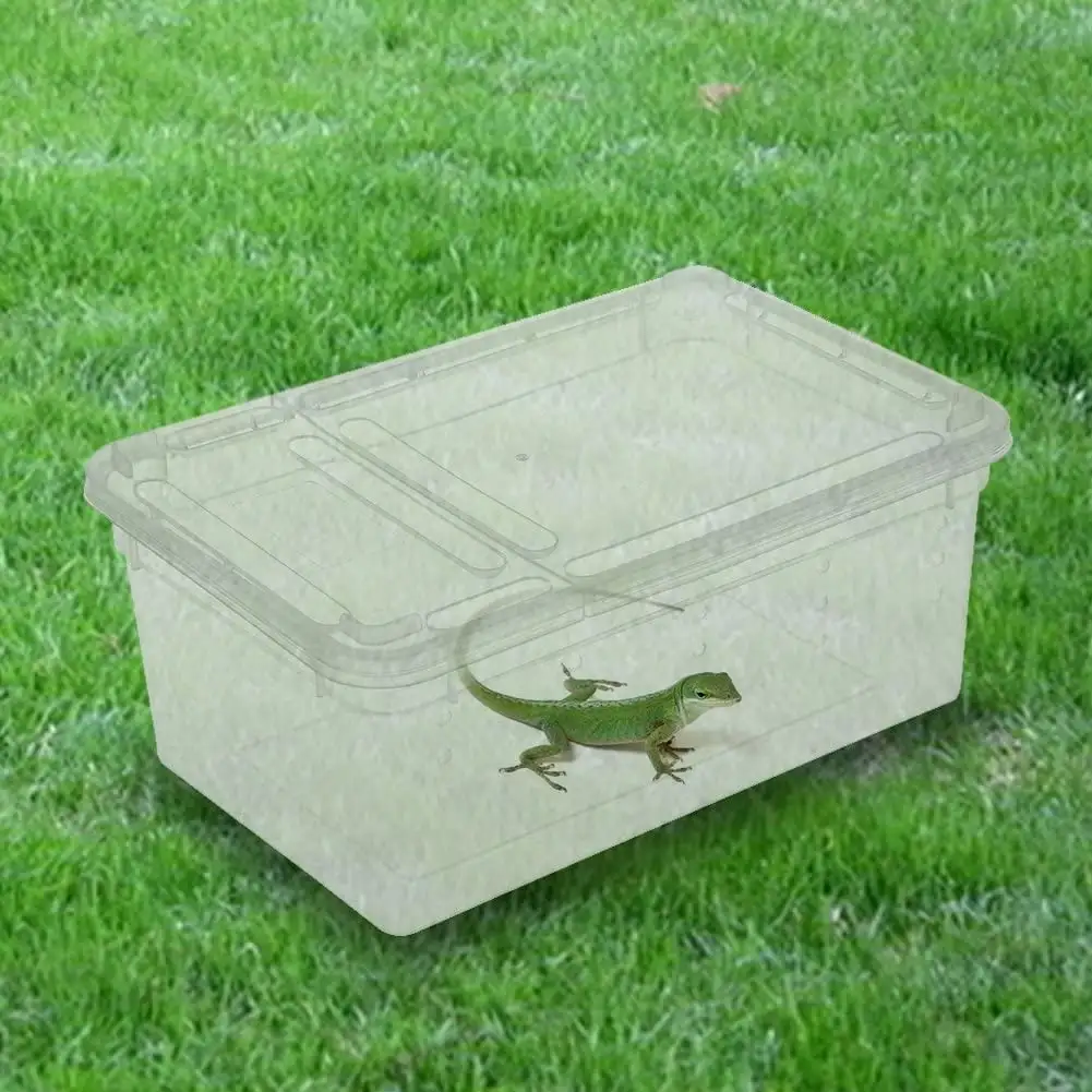 Manunclaims Reptile Small Snake Feeding Box Lizard Tarantula Habitat Cage Hatching Container Transparent Portable Plastic Mini Pet Houses for Scorpion Spider Frog