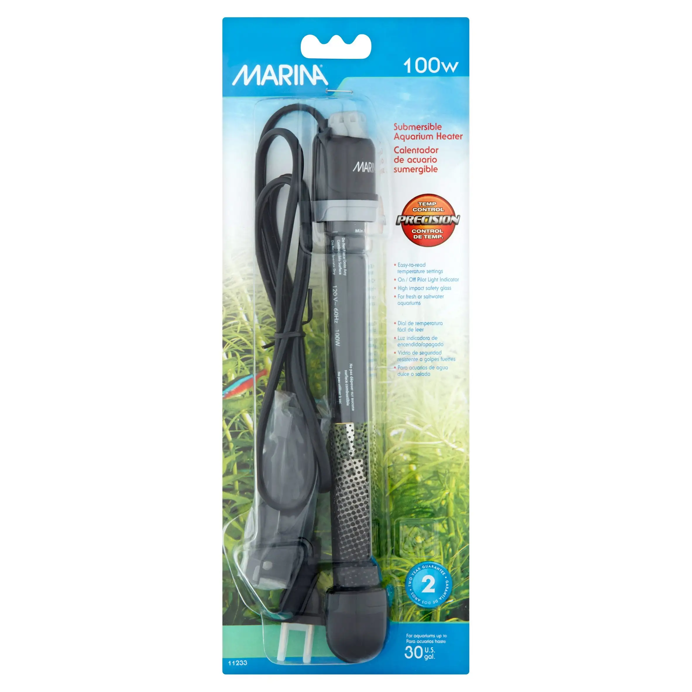 Marina Submersible Aquarium Heater. 8.5-Inch. 100-Watt