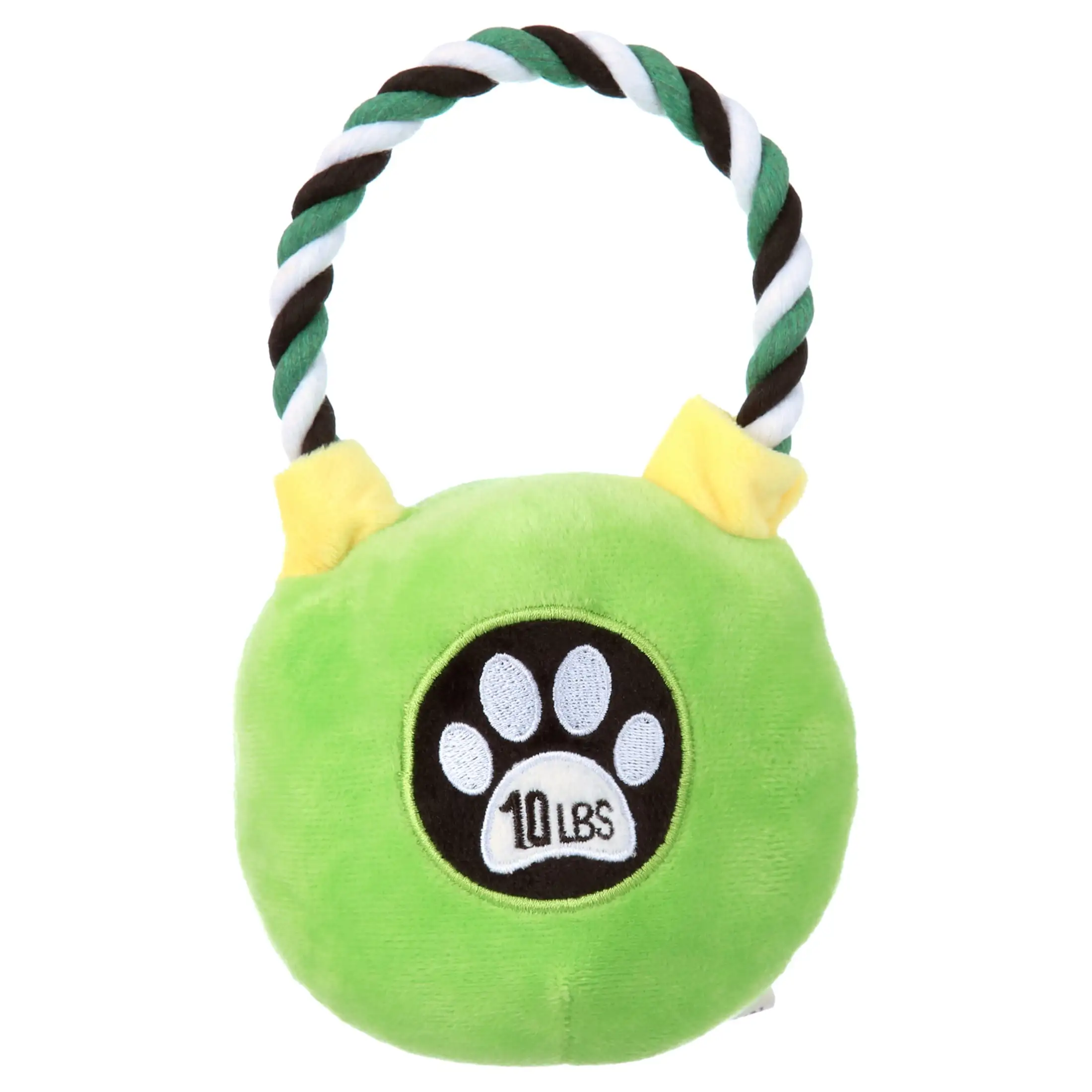 Mario Lopez - Plush Pet Toy Kettle Bell with Rope - Green