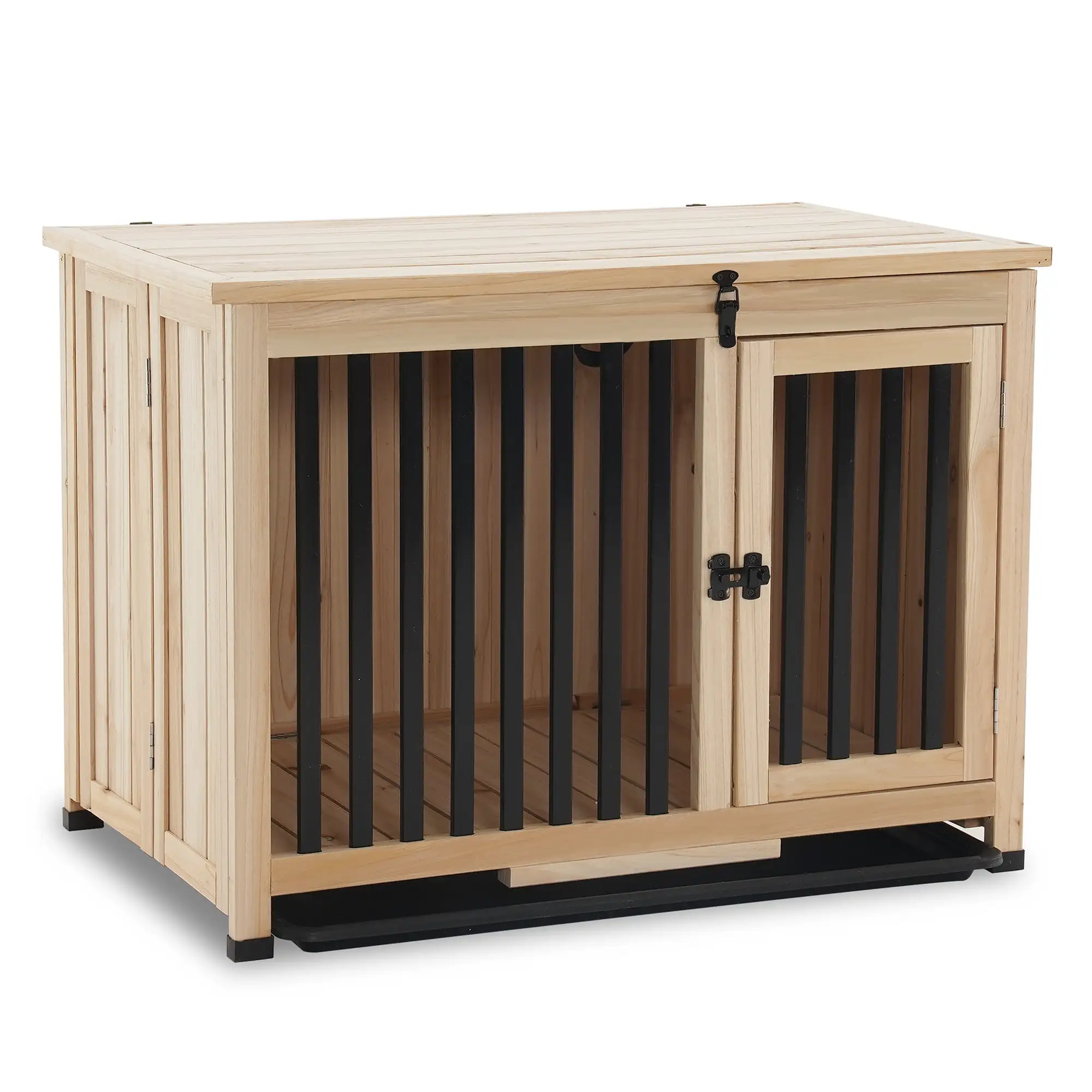 Mcombo Wooden Portable Foldable Pet Crate Indoor Outdoor Dog Kennel Pet Cage with Tray