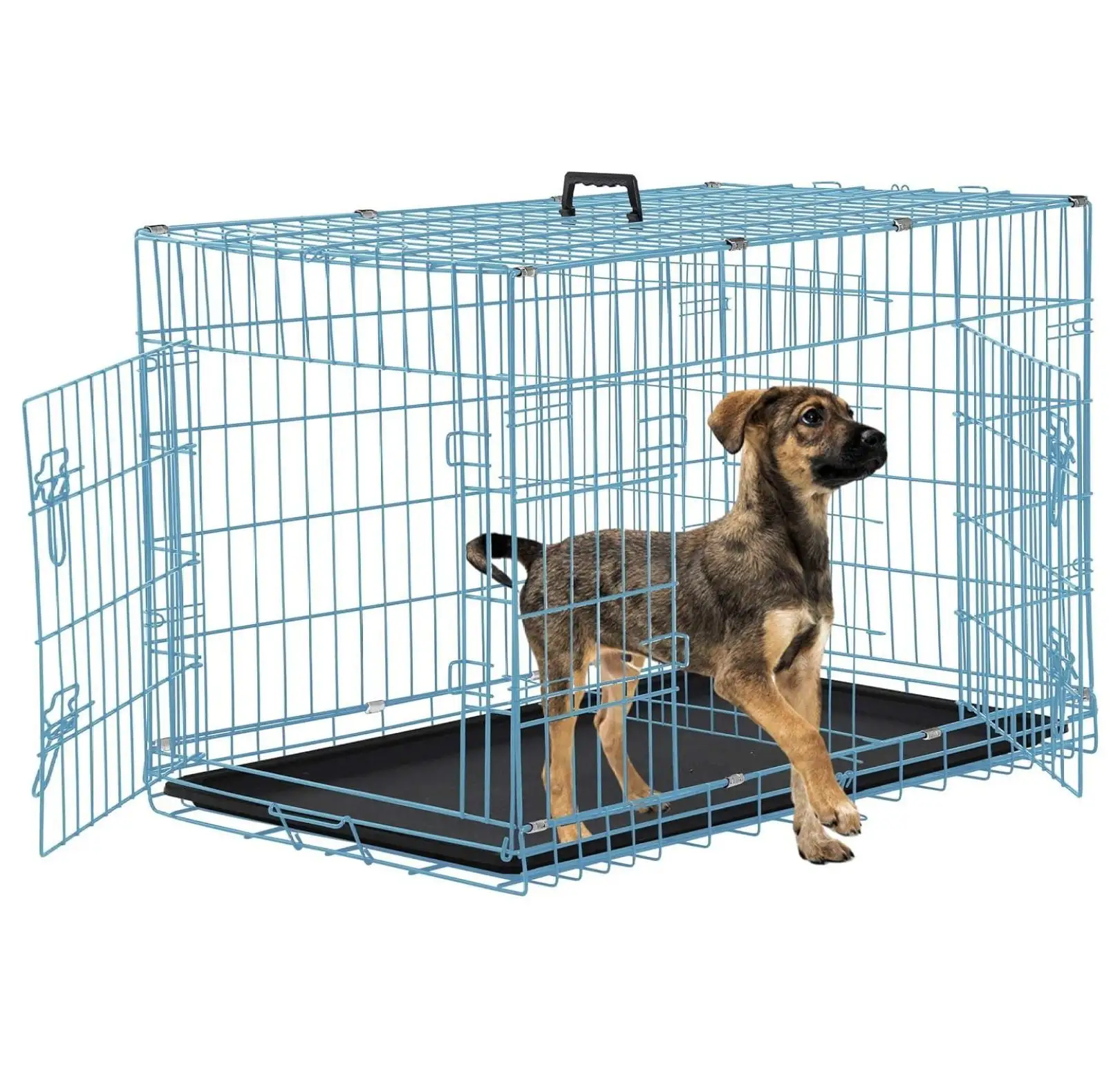 Medium Dog Crate Dog Cage. 36 Inch Dog Crates for Medium dogs Dogs. Folding Metal Puppy Crate with Tray Dog Kennel Indoor Outdoor. Wire Dog Crate Double Door and Divider Panel. 36L x 22W x 25H.Blue