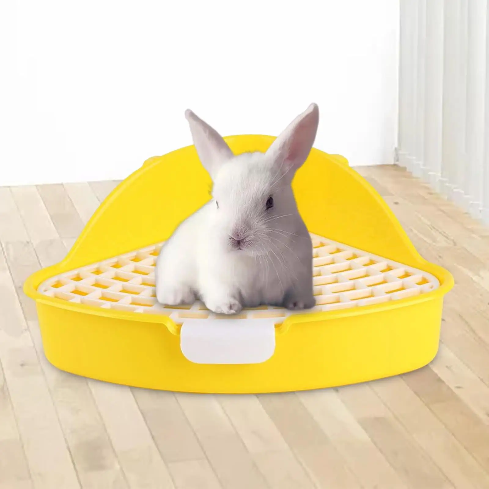 Medium Rabbit. Corner Toilet Trainer Potty with Grid. Pet Pan Ferret Small Animals Bunny Supplies Cage. 25 X 19 X10cm Yellow