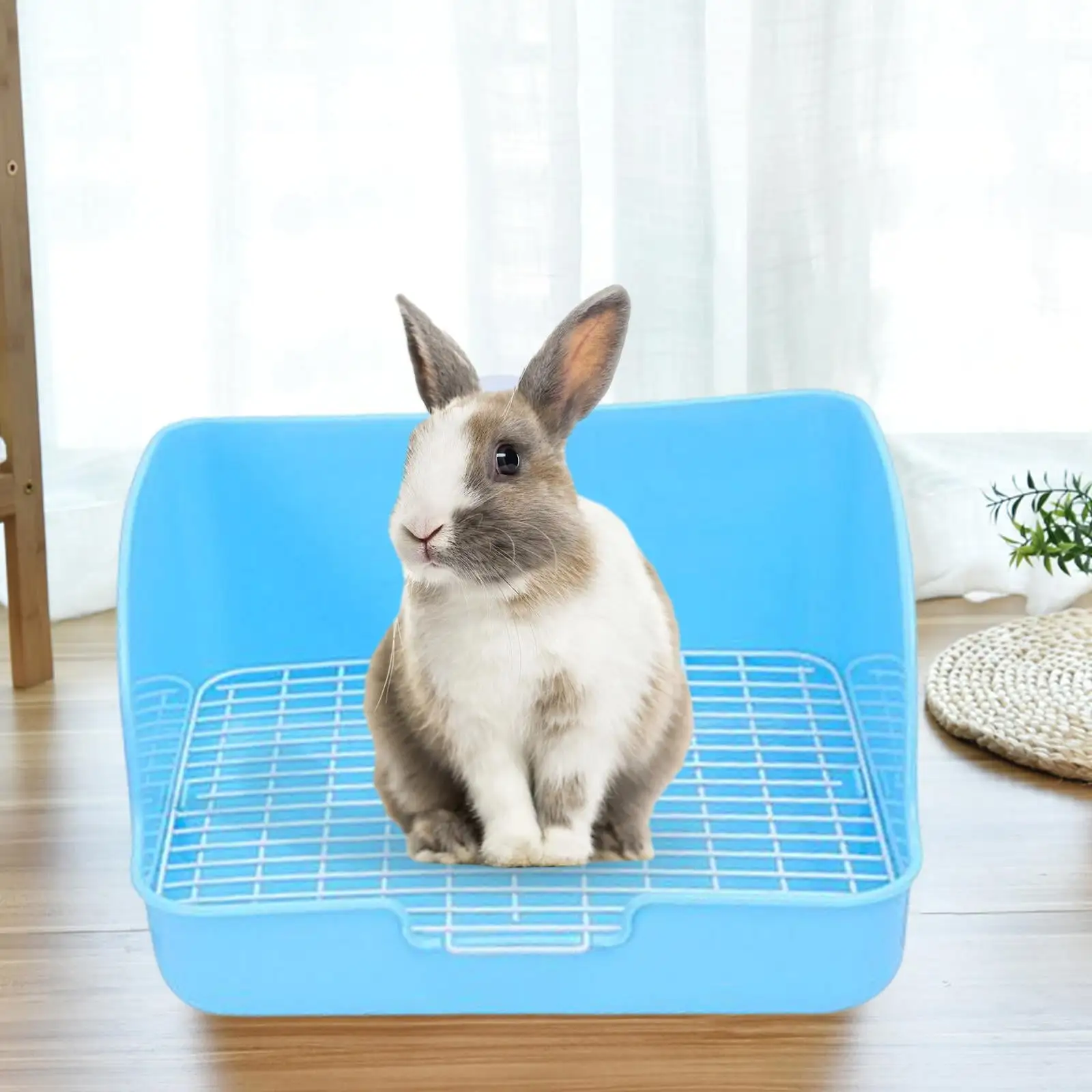 Medium Rabbit . Toilet Potty with Grid. Pet Pan Bunny. Hamster. Small Animals. Ferret Cage Accessories Blue