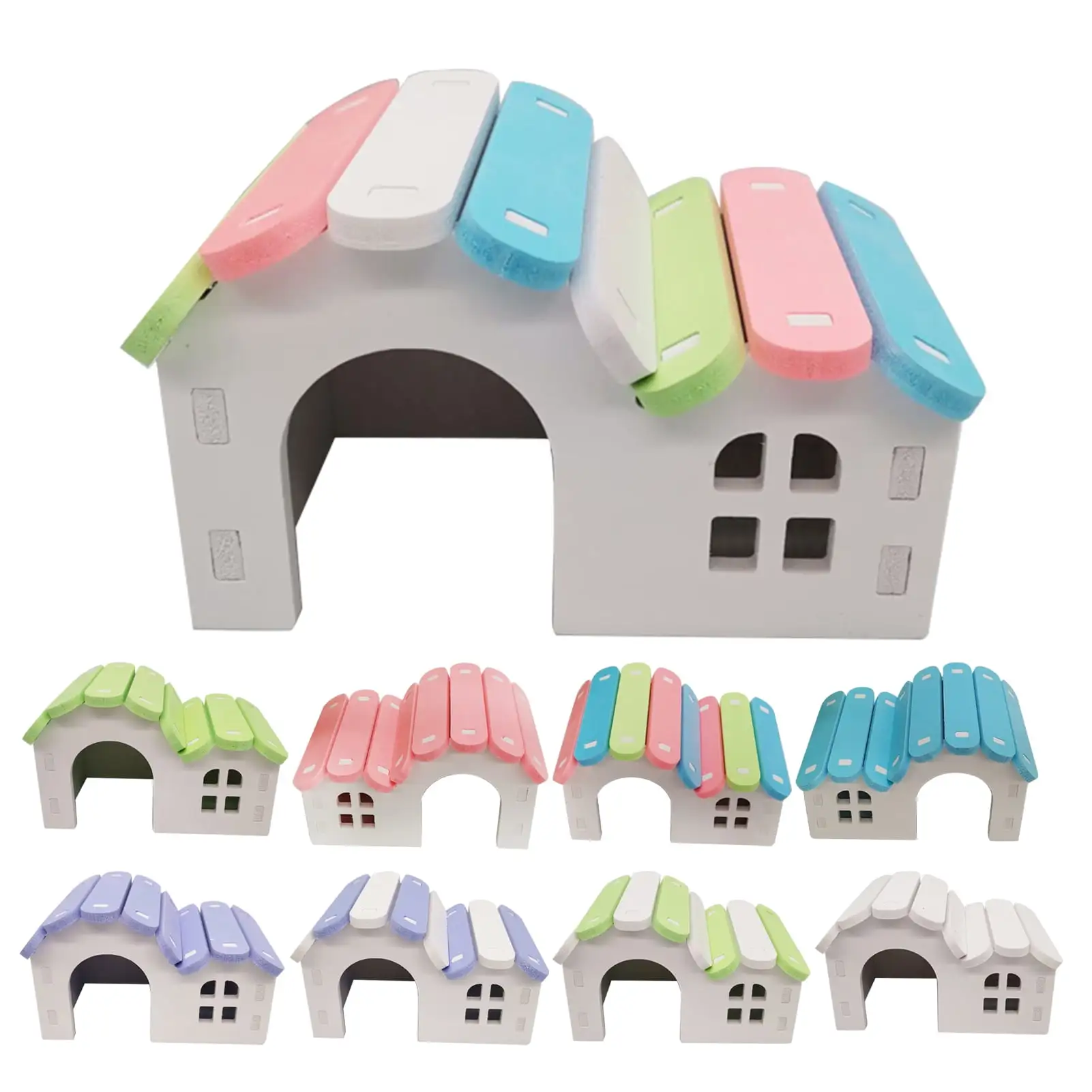 Meidiya Hamster Hideout Wooden Gerbil House.Rainbow Bridge Mouse Sports Toy Hamster Cage Accessories for Small Animal Habitat Hamster Guinea-pig Hedgehog Squirrel