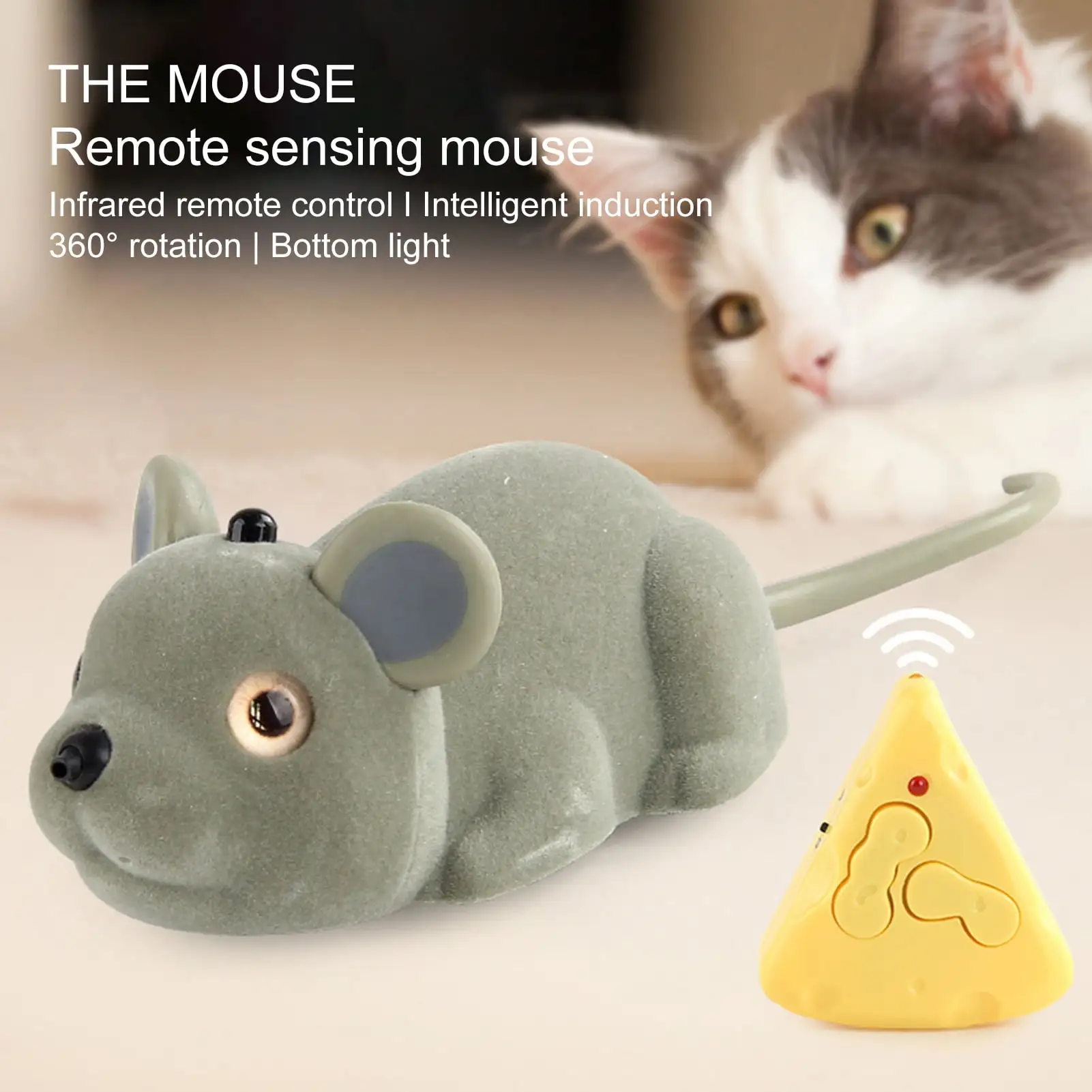 Meijuhuga 1 Set Cat Toy Wireless Remote Control Funny Simulation Mouse Toy Intelligent Sensor Interactive Toy Pet Supply