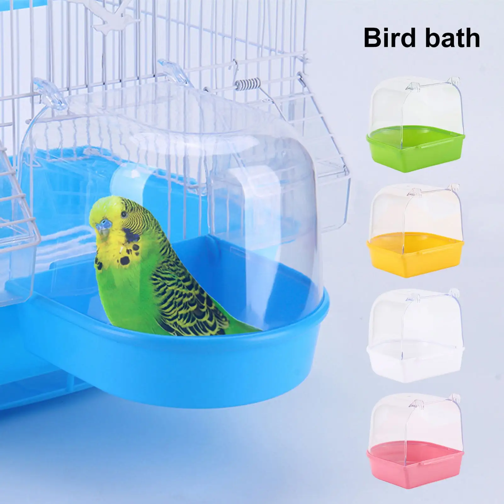 MeijuhugaF Bird Bathtub Easy to Clean Transparent Bird Bath Cage Convenient Bath Bathroom for Small Birds Parrot