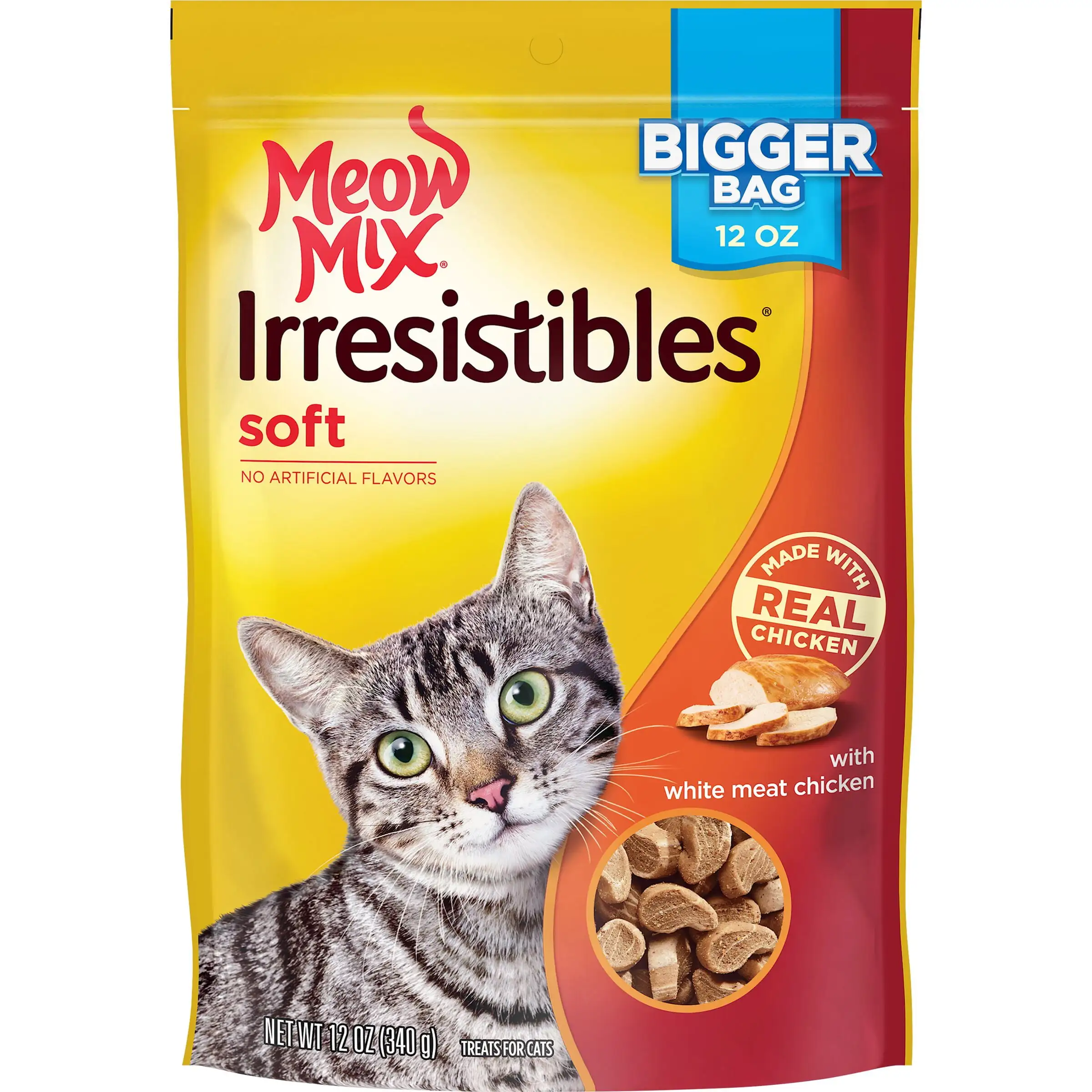 Meow Mix Irresistibles Cat Treats - Soft with White Meat Chicken. 12-Ounce Bag