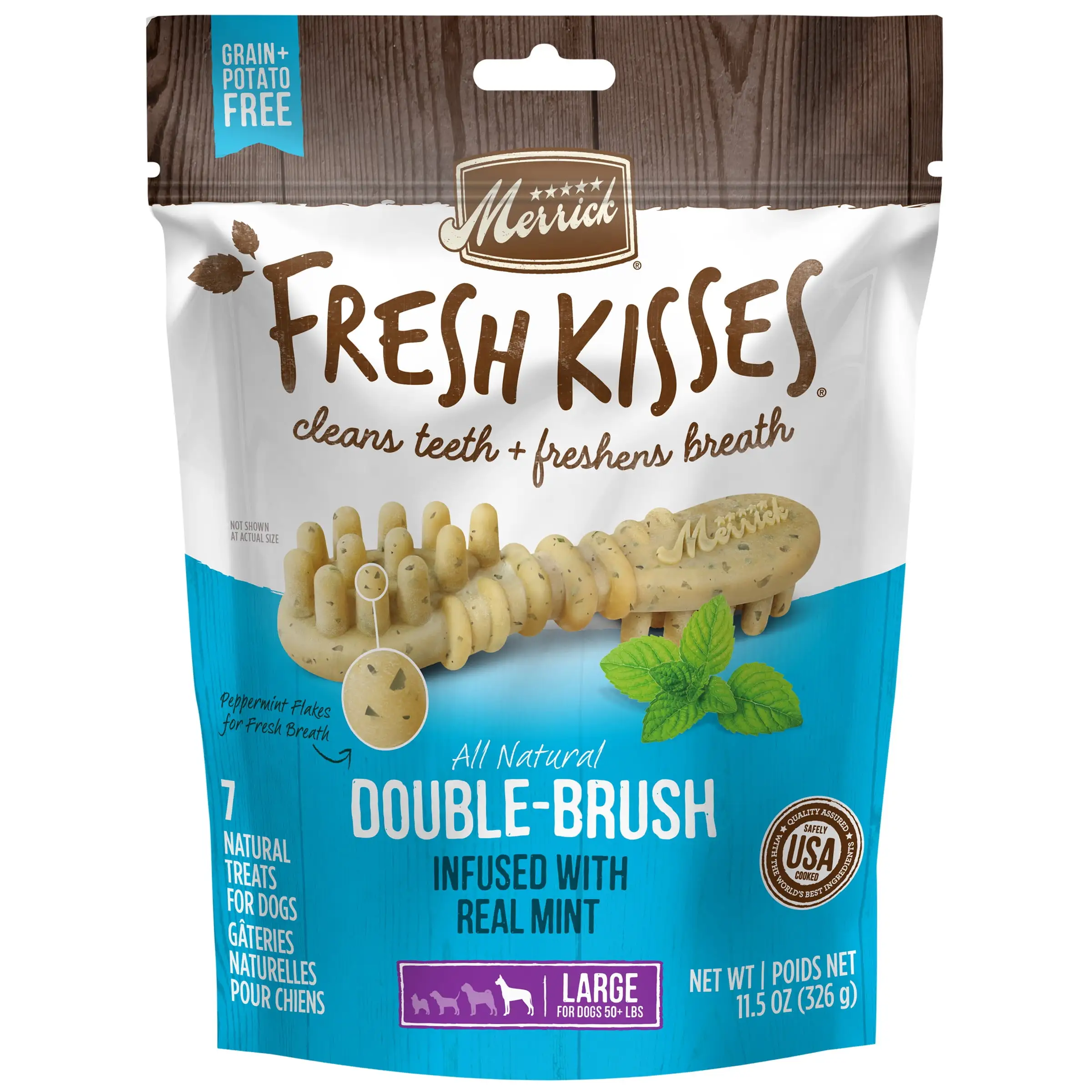 Merrick Fresh Kisses Mint Flavor Dental Treat for Dogs. 11.5 oz Pouch