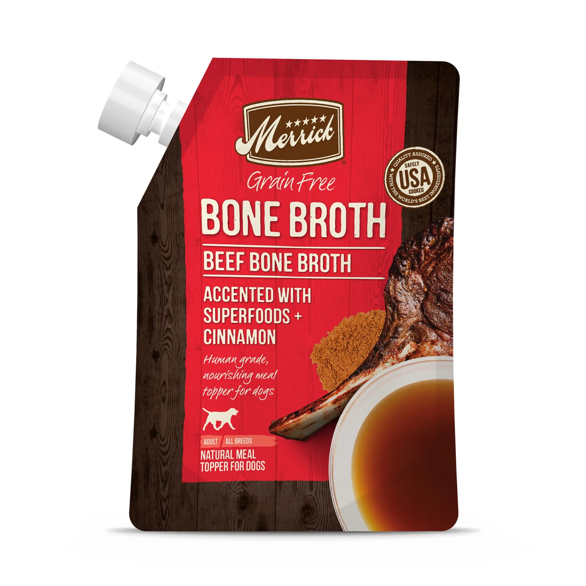 Merrick Grain Free Beef Bone Broth. Dog Food Topper - (10) 16 oz Pouches