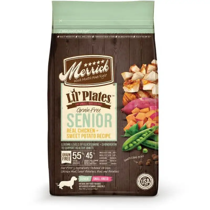 Merrick Lil' Plates Grain-Free Small Breed Real Chicken & Sweet Potato Senior Dry Dog Food. 4lb