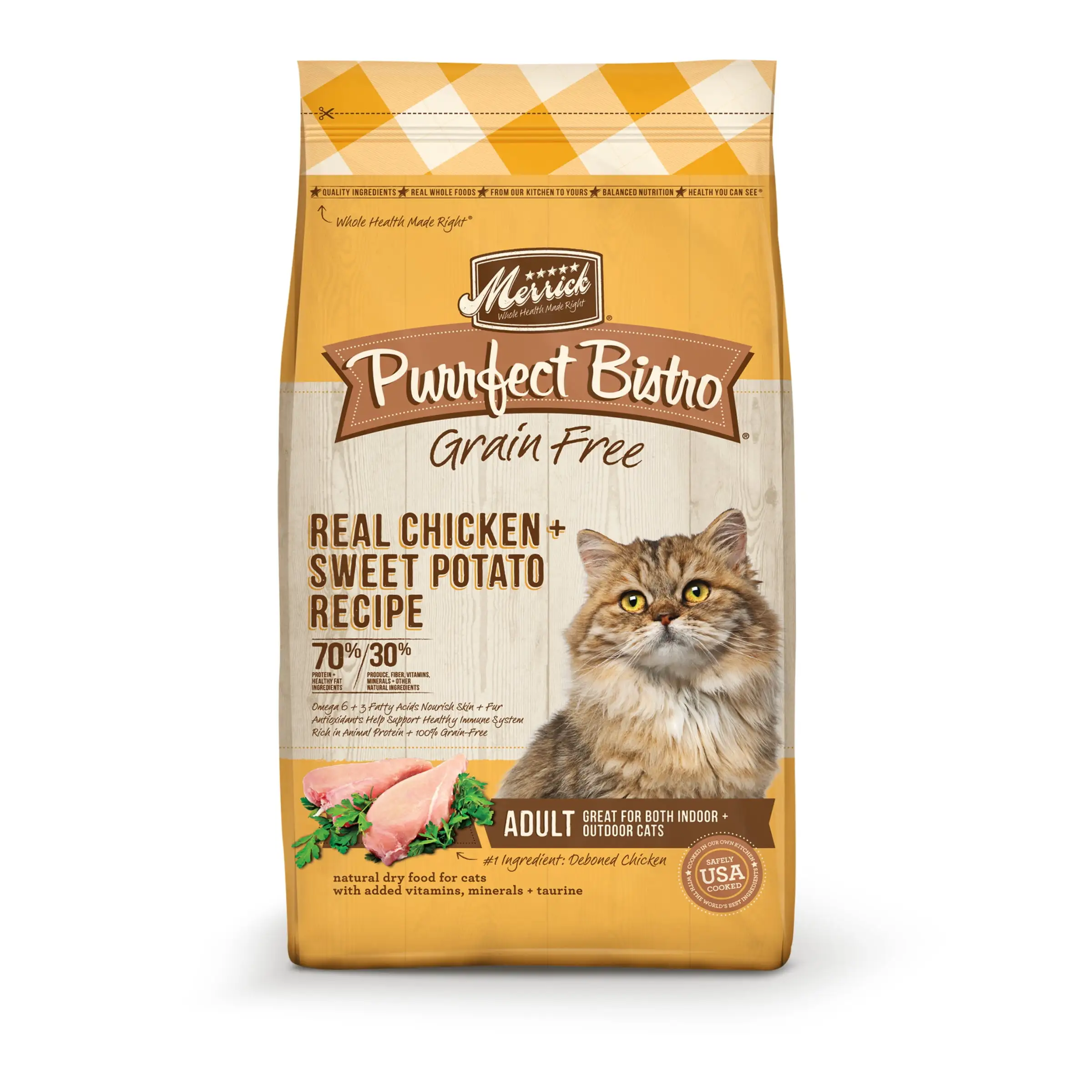 Merrick Purrfect Bistro Real Chicken & Sweet Potato Recipe Dry Cat Food. 12 lb Bag