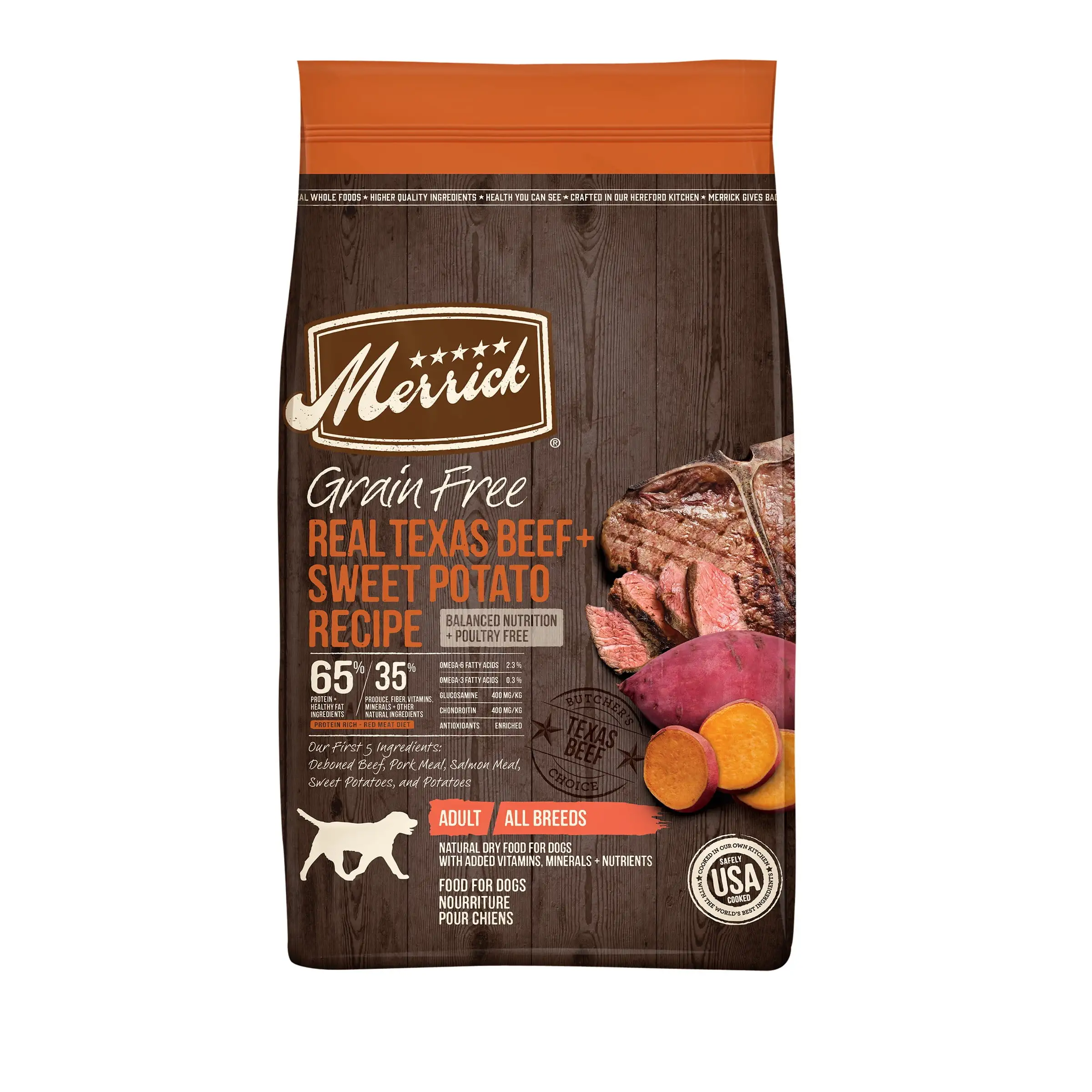 Merrick Real Texas Beef & Sweet Potato Dry Dog Food. Grain Free. 22 lb Bag