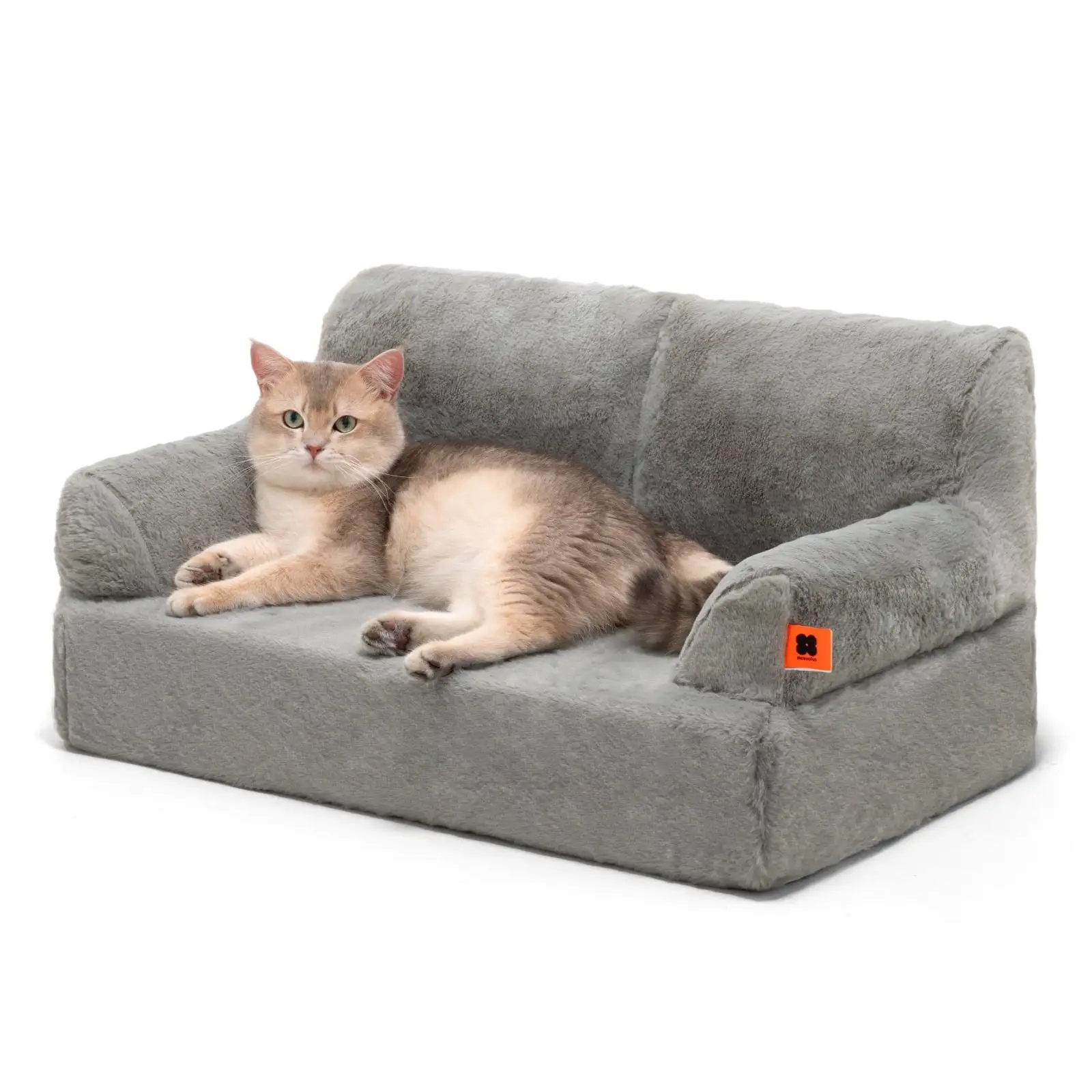 Mewoofun Cat Bed Dog Couch Cozy Soft Plush Fluffy Warm Pet Sofa for Small Medium Cats Dogs.Gray