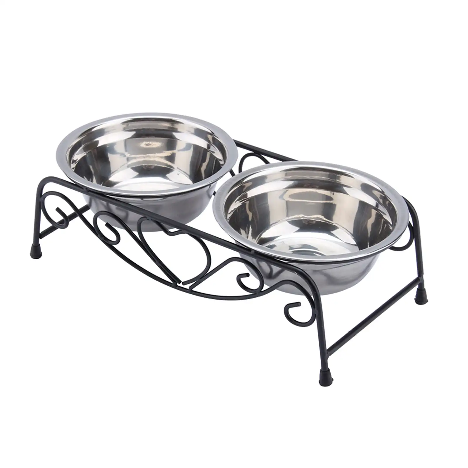 Mgaxyff Pet Feeder.Stainless Steel Double Dog Cat Food Water Bowls Feeder Dishes Shelf Stand