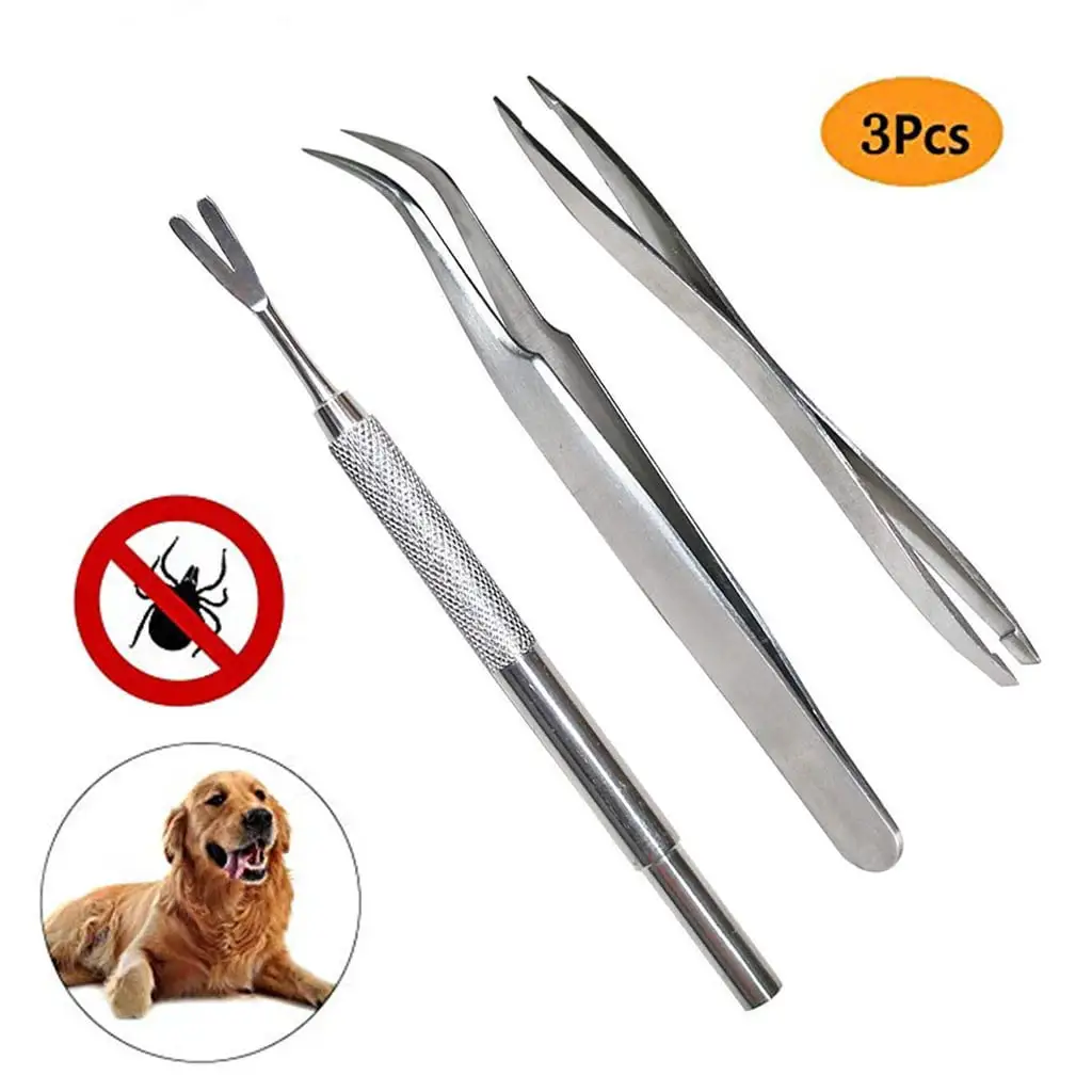 Miayilima School Supplies Tick Remover for Dog/Cat/Human in 3 Premium Tick Remover Set School opening Silver