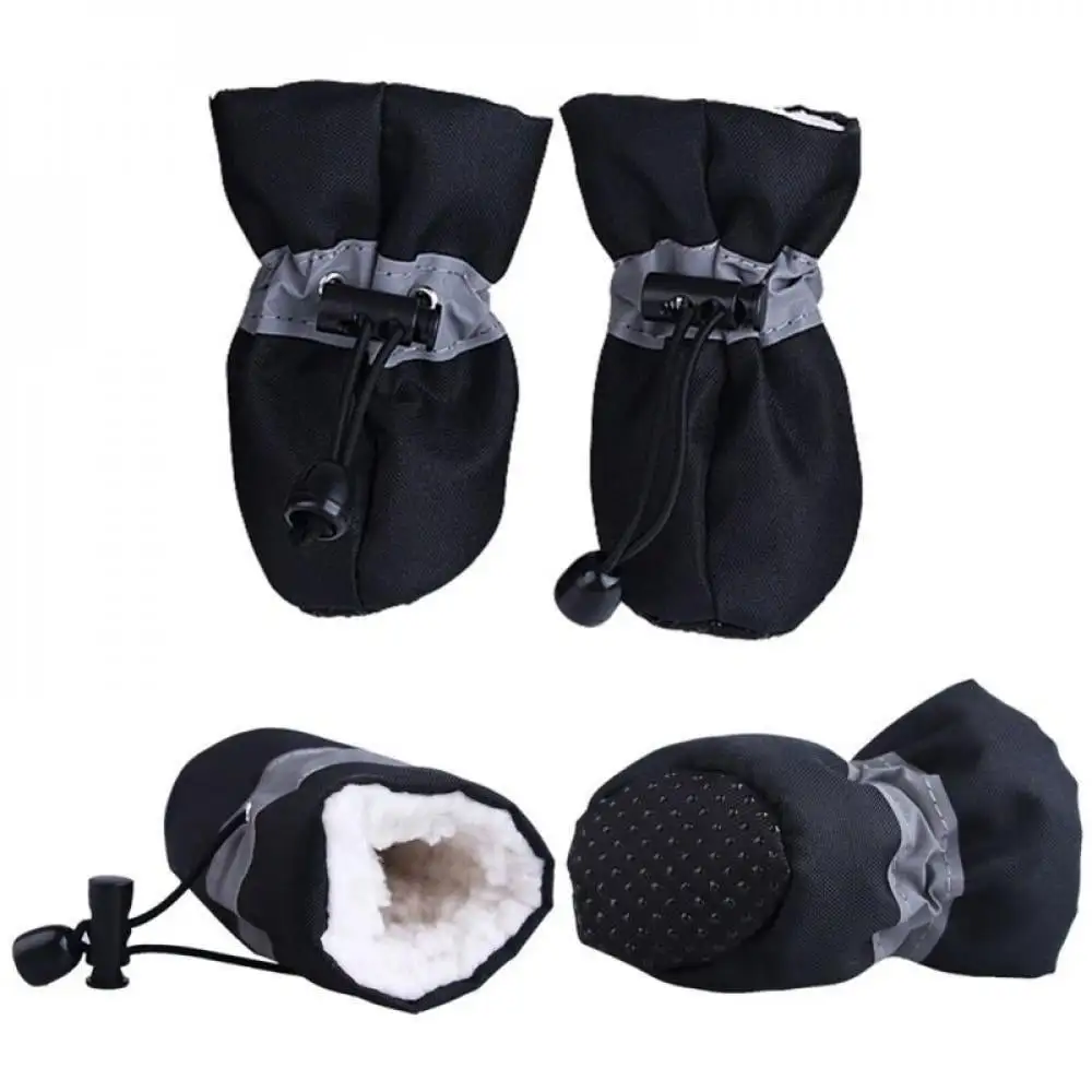 Mid-year Promotion 4Pcs/set Waterproof Winter Pet Dog Shoes Anti-Slip Rain Snow Boots Footwear Thick Warm for Small Cats Dogs Puppy Dog Socks Booties