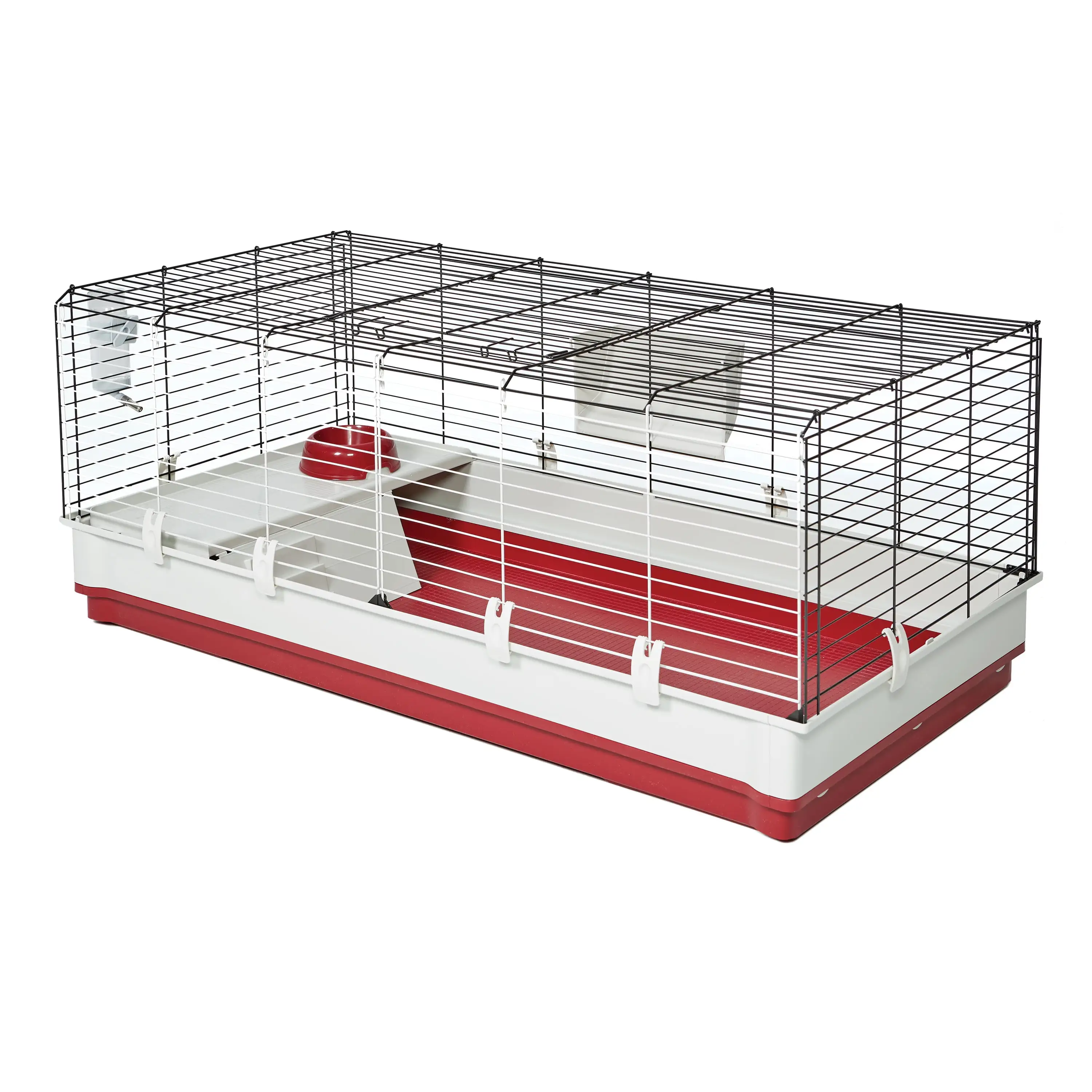 Midwest Homes for Pets Deluxe Rabbit & Guinea Pig Cage. X-Large. White & Red; 47.2 x 19.7 x 23.6 Inches; 158XL