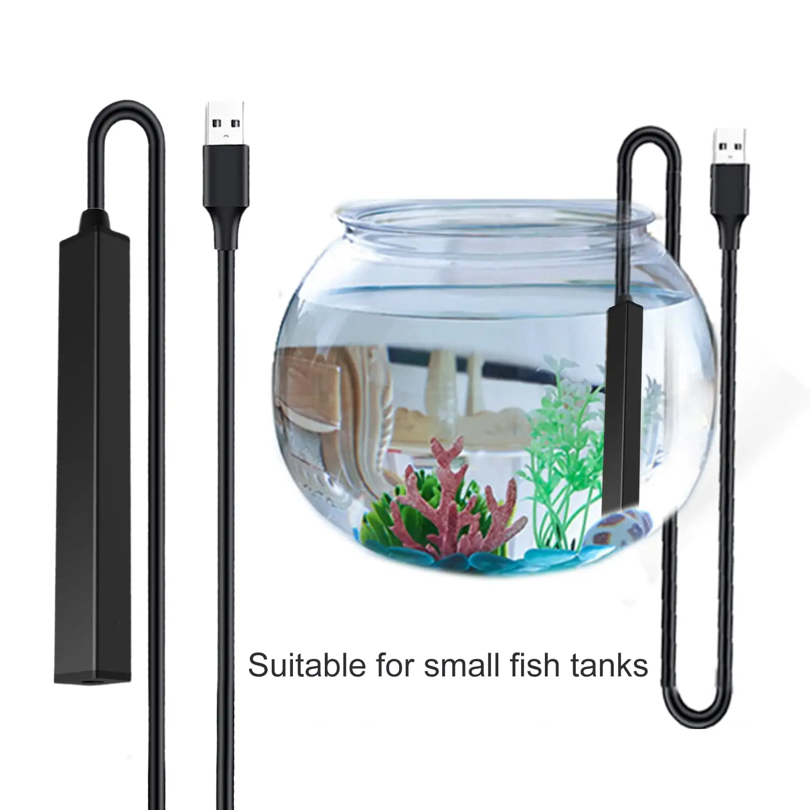 Mightlink Fish Tank Heater Safe Low Voltage USB Charging Heat-Resistant Waterproof Heating Fish Tank Well-sealed 5W Fish Tank Heating Rod Submersible Heater for Home