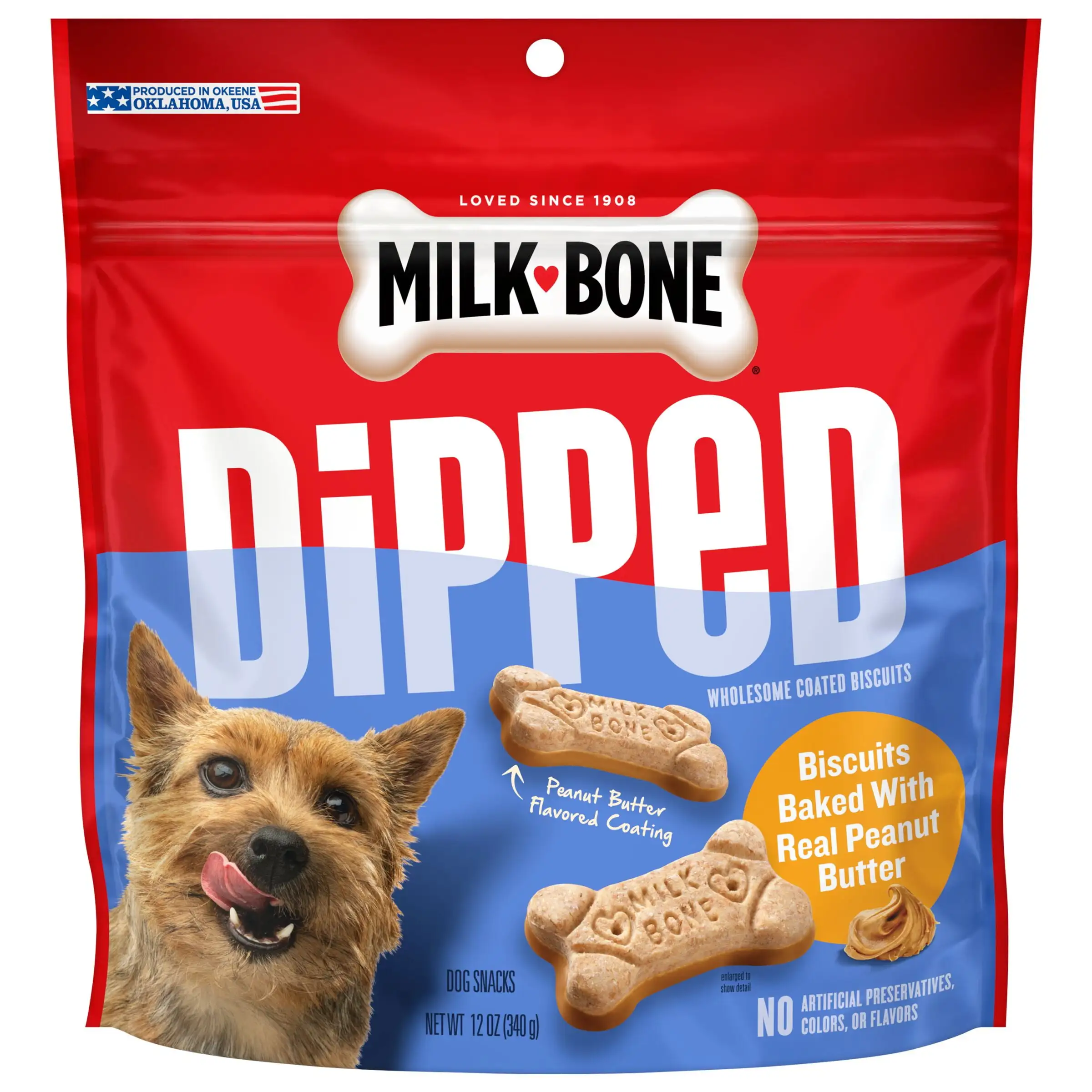 Milk-Bone Dipped Dog Biscuits Baked with Real Peanut Butter. 12 oz.