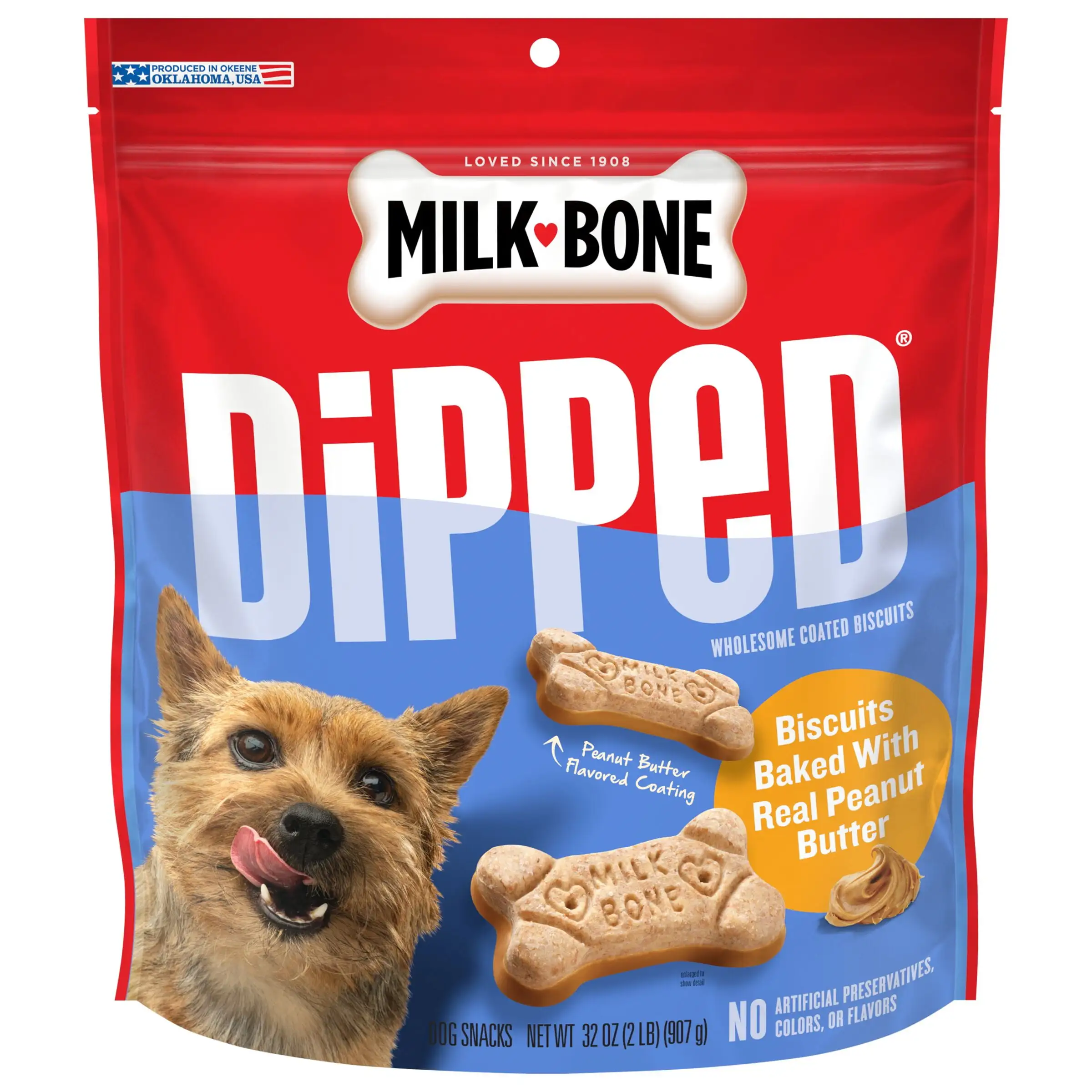 Milk-Bone Dipped Dog Biscuits Baked with Real Peanut Butter. 32 oz.